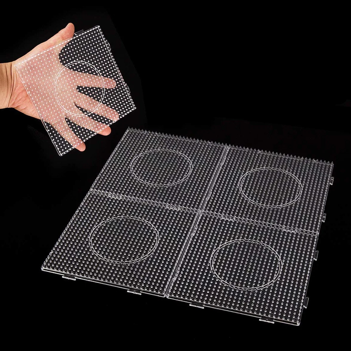 H&W 4 tableros de cuentas de fusible de 5 mm, kits de tableros de clavijas transparentes grandes, con regalo de 4 papeles de planchado (WA3-Z1)