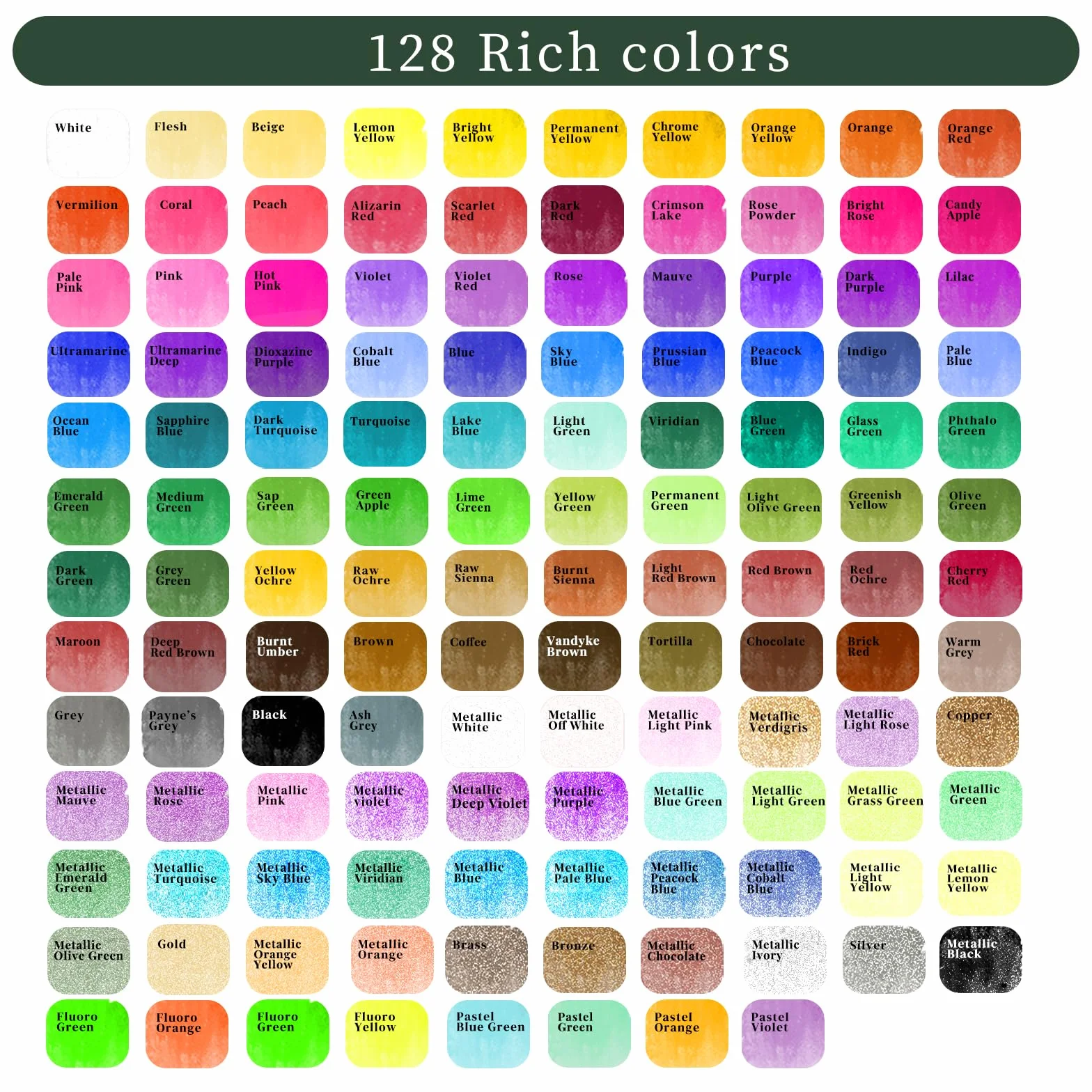 Artecho Juego de pintura de acuarela de 128 colores en caja portátil con paleta de acuarela, papeles de acuarela y pinceles, ideal para adultos, artistas y aficionados