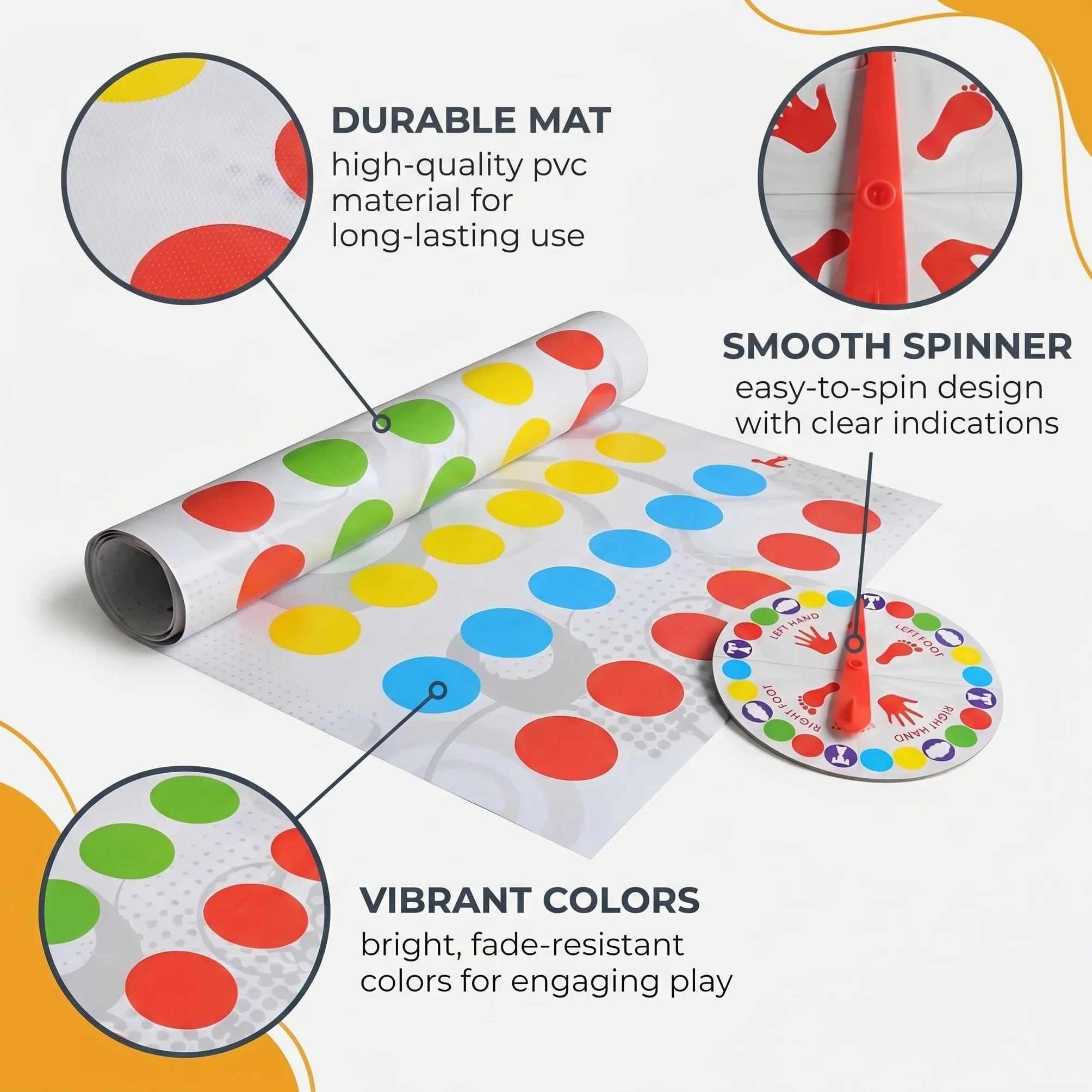 Twister Juego Infantil,Twisting Game Partir de 6 Años, Juego de Piso Familiar con Alfombrilla de Juego, lustige Spiel für Interinen und Ausraußen