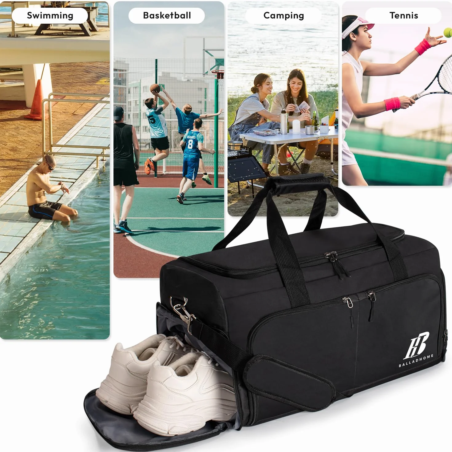 Bolsa Deporte Gimnasio con Compartimento para Zapatos Bolsos Deportivos Travel Duffle Bag
