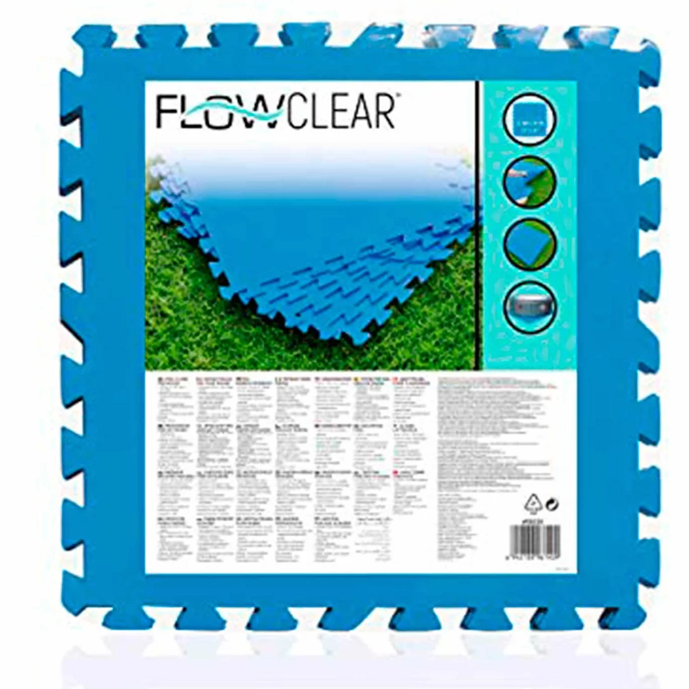 Acan Tradineur - Protector de Suelo para Piscina, Set de 9 Piezas de 50 x 50 cm, Color Azul, 4 mm de Grosor. Tapete, Alfombra Puzzle Protectora