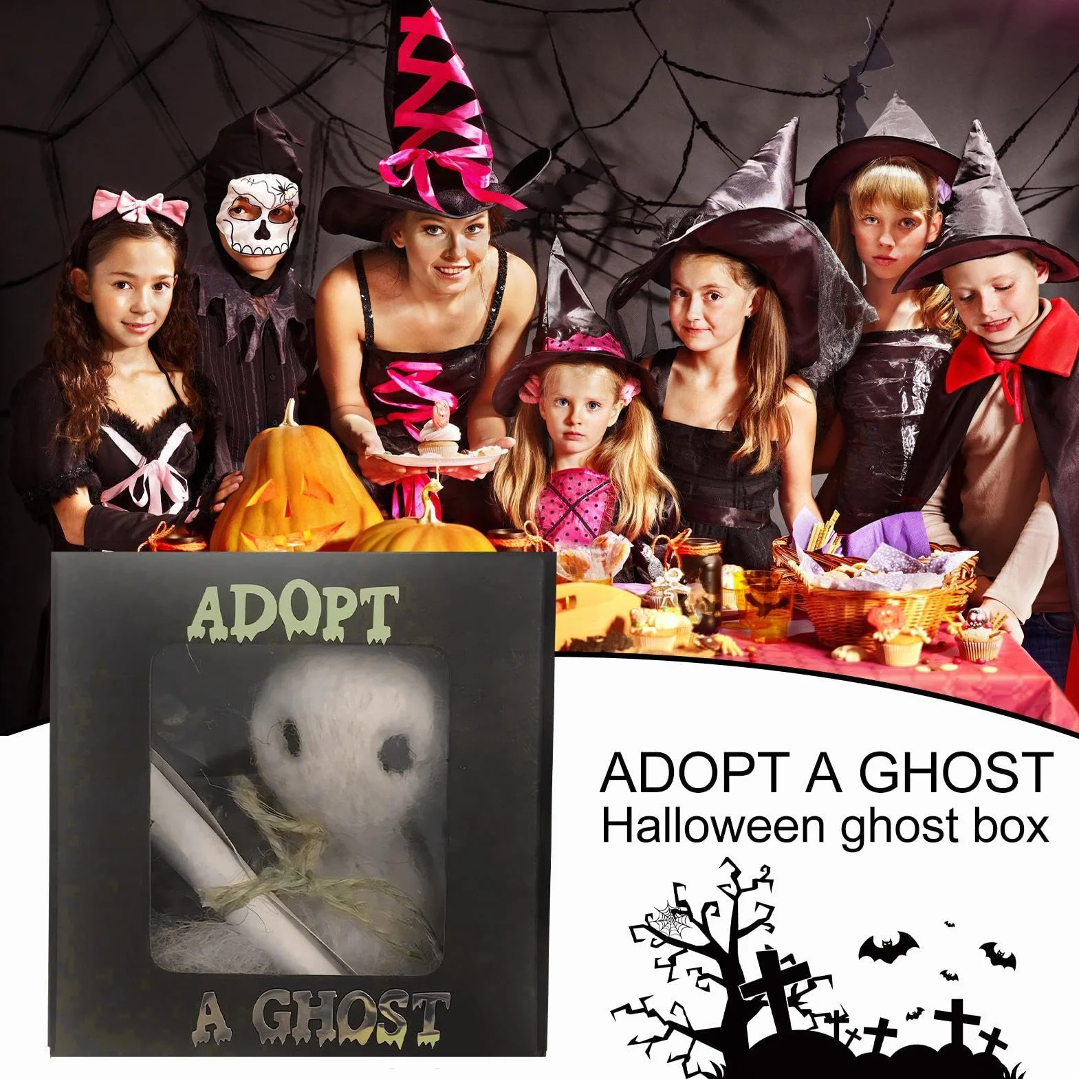 Adopta Un Fantasma,Adopta Un Fantasma En Una Caja Lindo Pequeño Fantasma De Bolsillo,Muñeco Fantasma De Fieltro Sobrenatural Compañero para Decoraciones De Halloween