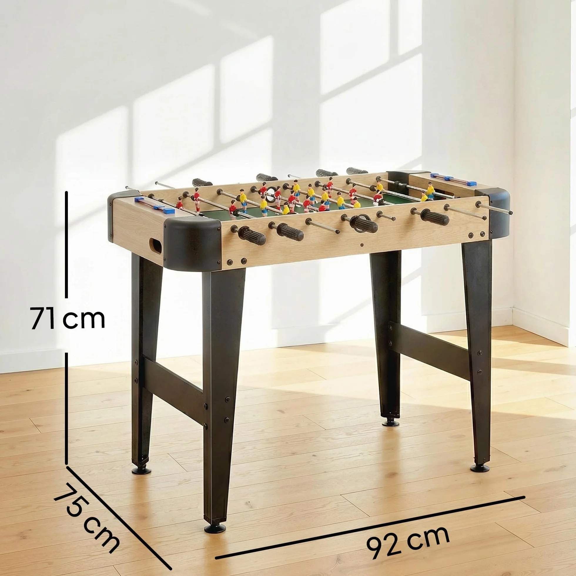 SPORTNOW Futbolín para Niños de Madera, Mesa de Futbolín con 2 Marcadores, 8 Asas, 22 Jugadores, 8 Barras y 2 Bolas, Regalo para Adultos, Familias, Fiestas, 92x75x71 cm, Natural