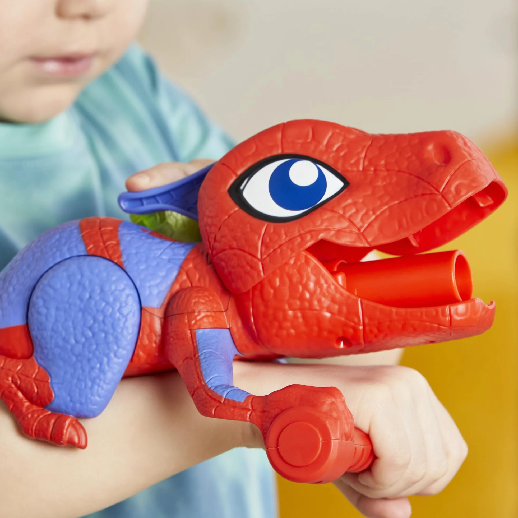 Spidey and his Amazing Friends Marvel Dino-Webs Nerf Spidey-Rex Web Launcher, Juguete de Juego de rol, Juguetes de superhéroe Preescolar para niños a Partir de 3 años