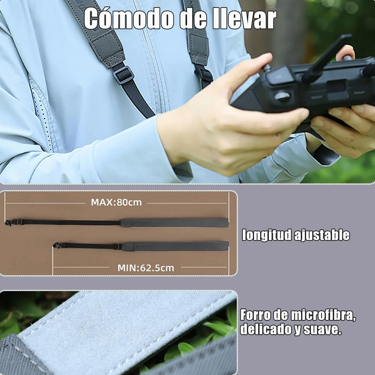 Correa para controlador DJI Mini 3/Mini 3 Pro/Mini 4 Pro/Air 3/ Air 2S/Air 3S/Mavic 3 Classic, correa de cuello para DJI RC/RC 2/RC Pro,correa de hombro para accesorios de drones