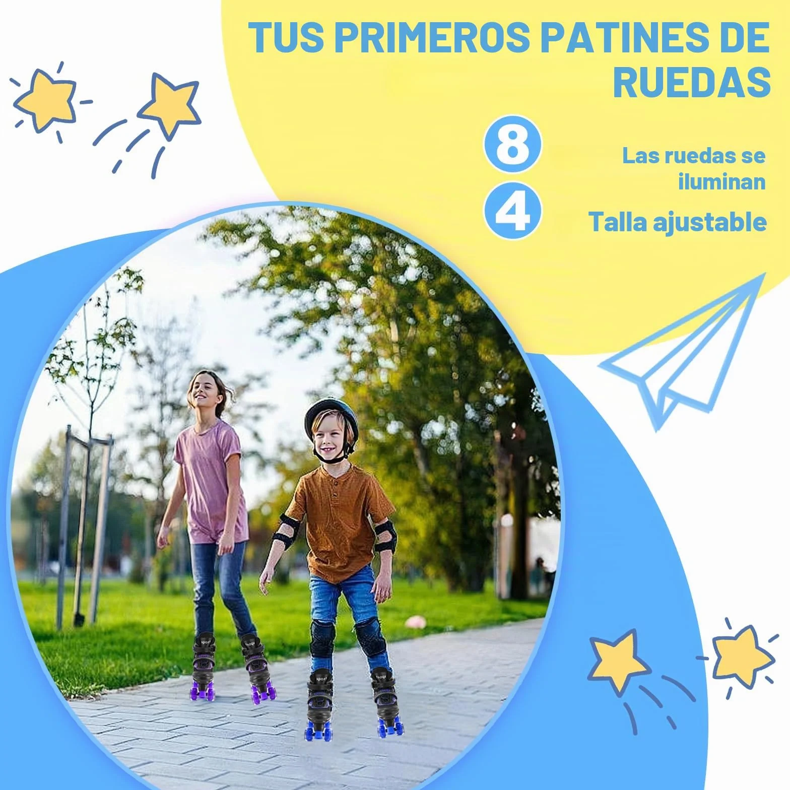Patines ajustables para niños con ruedas iluminadas