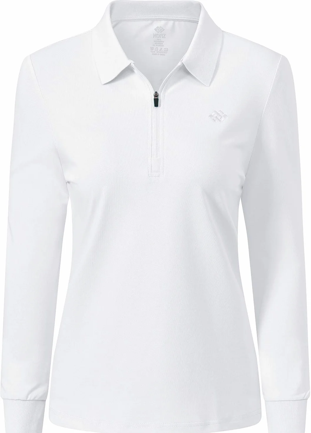 Mujer Polo Algodón Manga Larga Cremallera Camiseta Golf Trabajo