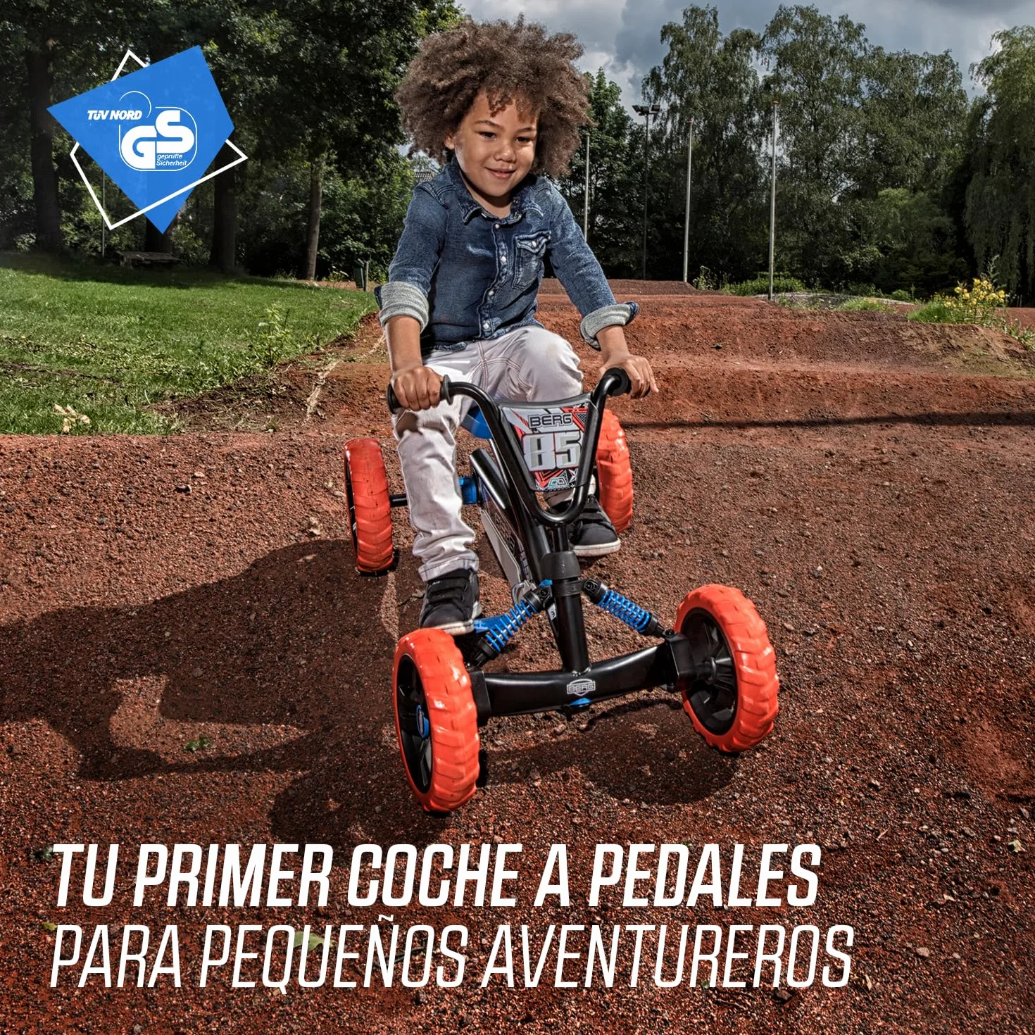 BERG Kart a Pedales Buzzy Nitro | 2-5 años, cuadro resistente, asiento regulable, volante regulable