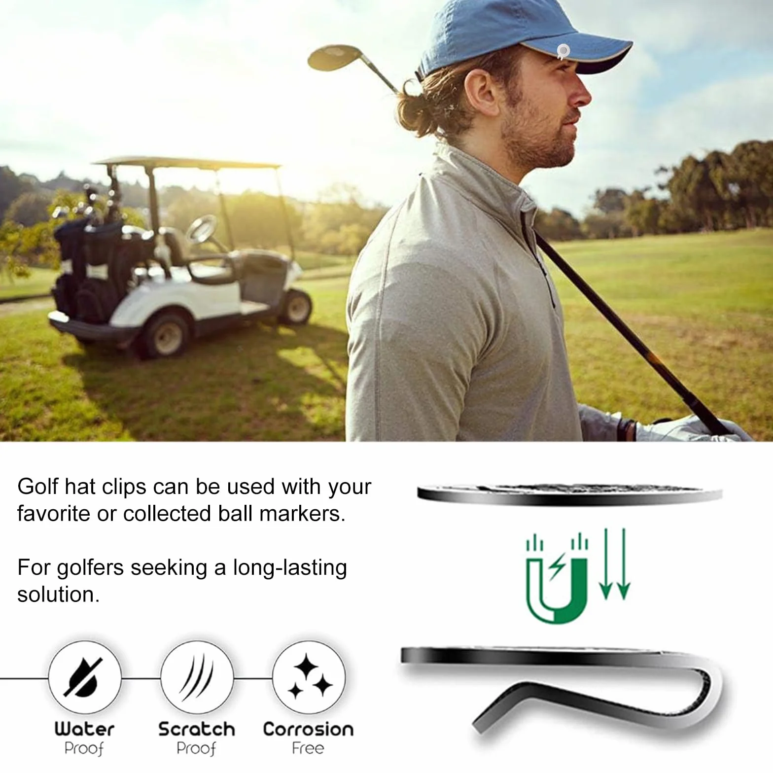 Clip Magnético para Sombrero de Golf, 3 Piezas Marcador de Pelota