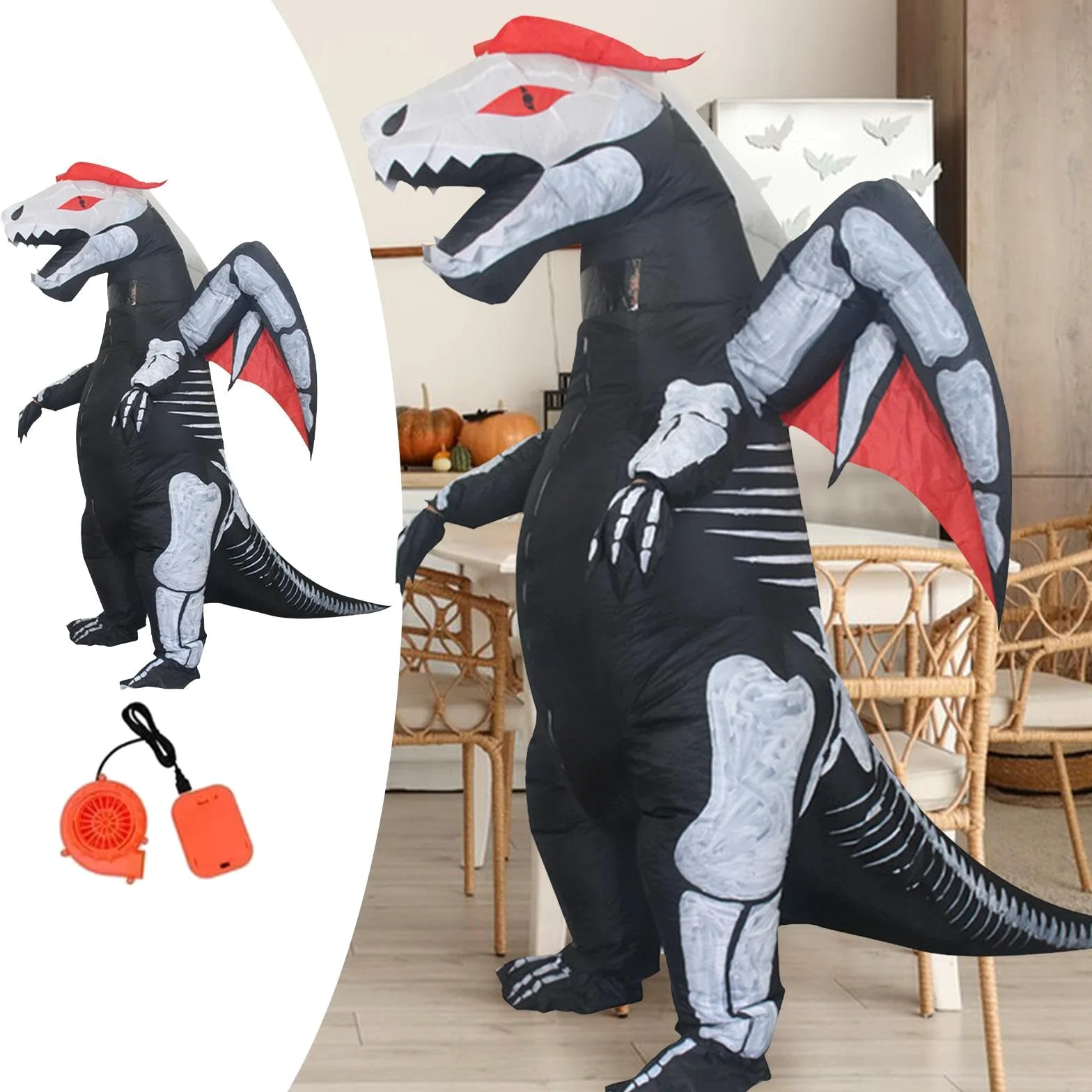 Disfraz Inflable de Dinosaurio para Fiestas Temáticas, Espectáculos de Halloween