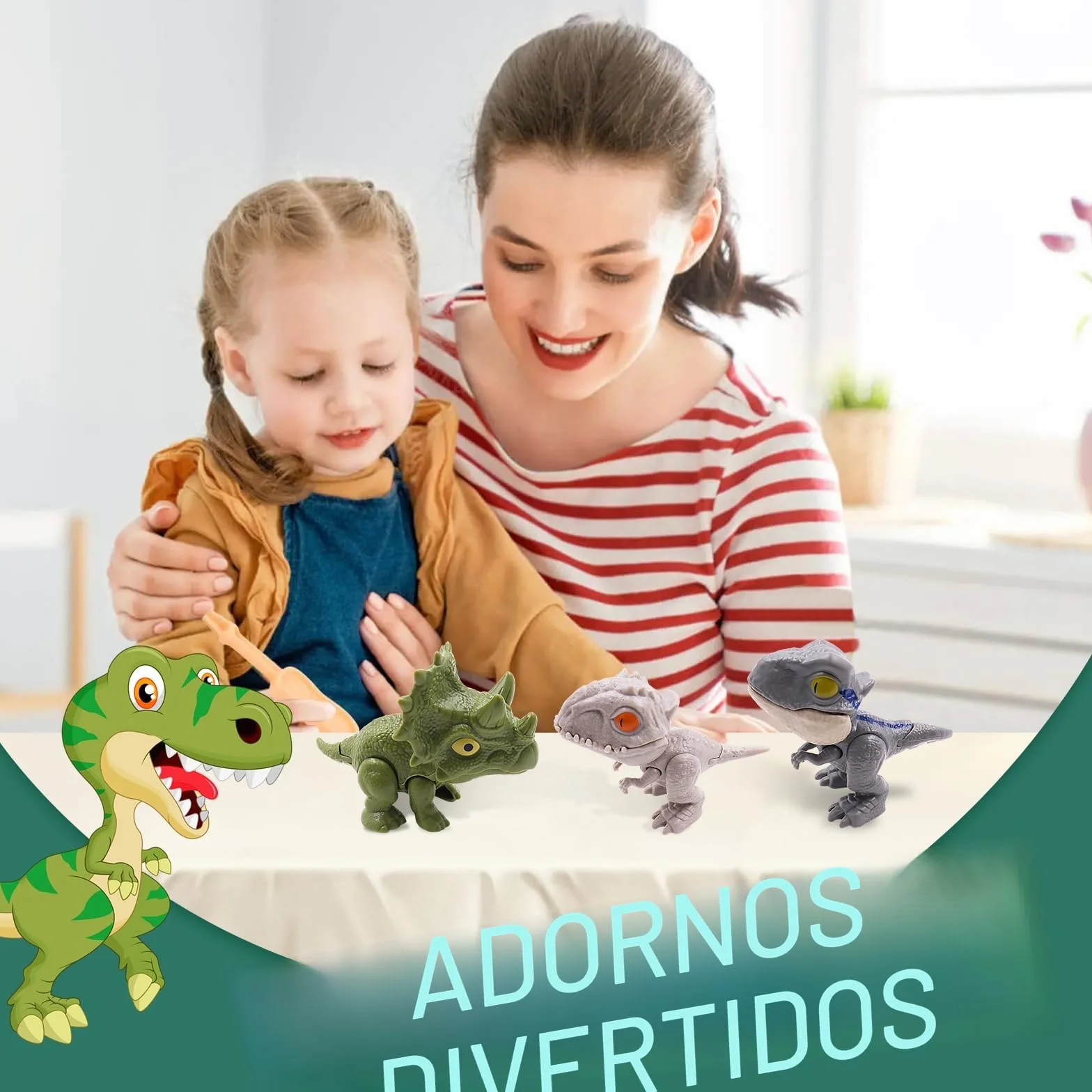 10 Piezas Dinosaurio Dedo Juguete, Mini Set ABS Mordita para Niños y Niñas (Colores Mezclados)
