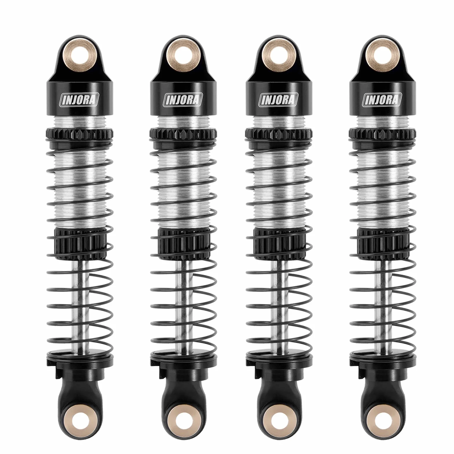 INJORA 53mm RC Choques- Aceite Amortiguador Roscado Absorbedor para TRX4M K10 High Trail Upgrade 1/18，Negro Plata