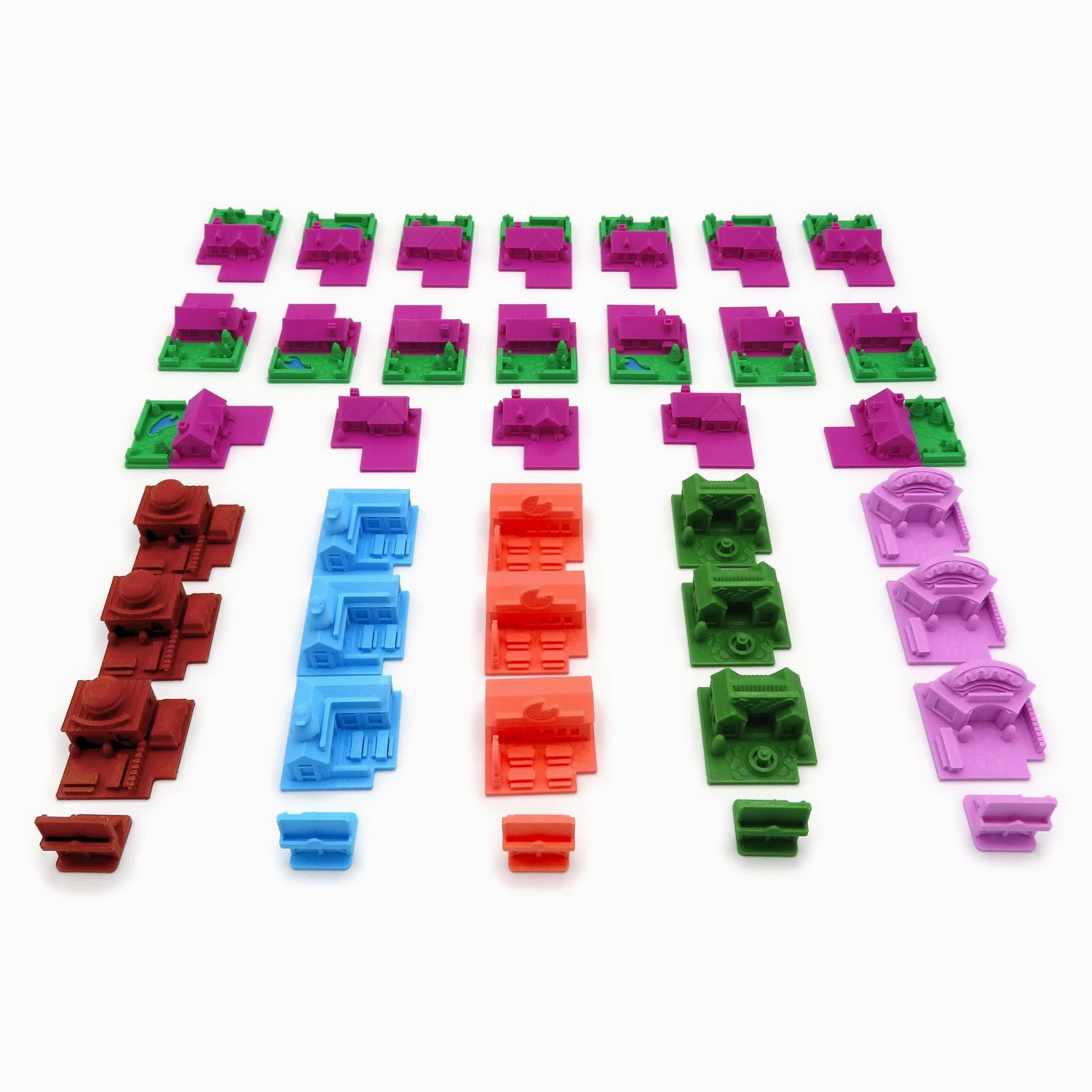 Pack de Mejora para Food Chain Magnate™ | 55 Piezas | Restaurantes, Casas, Jardines y Soportes de Carteles | Accesorio Premium para Juego Base