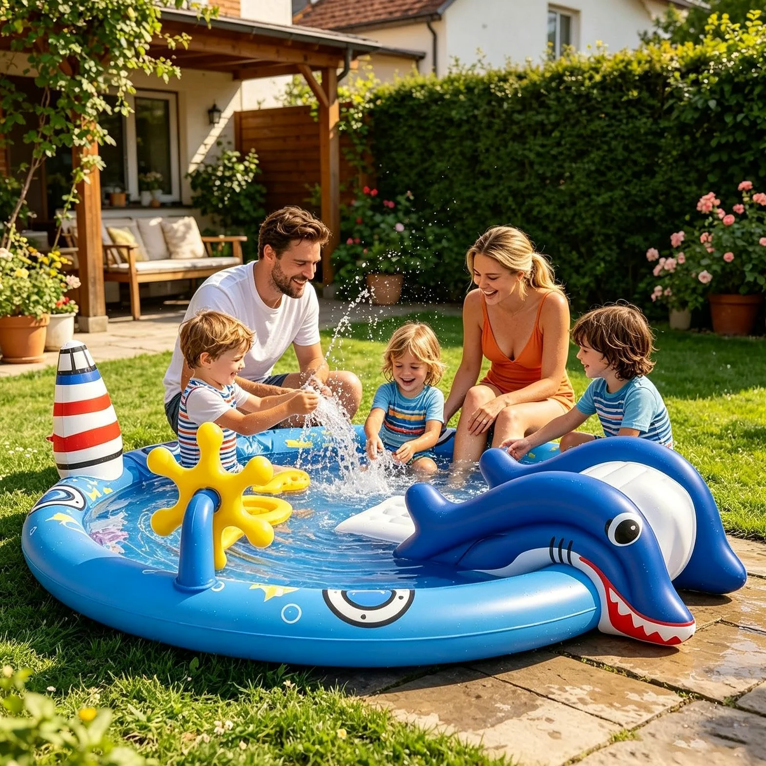 Piscina hinchable infantil Juguete Acuático Infantil | juegos al aire libre para niños para Jardín Patio Césped Terraza Parque Escuela Parque Acuático Hogar Vacaciones
