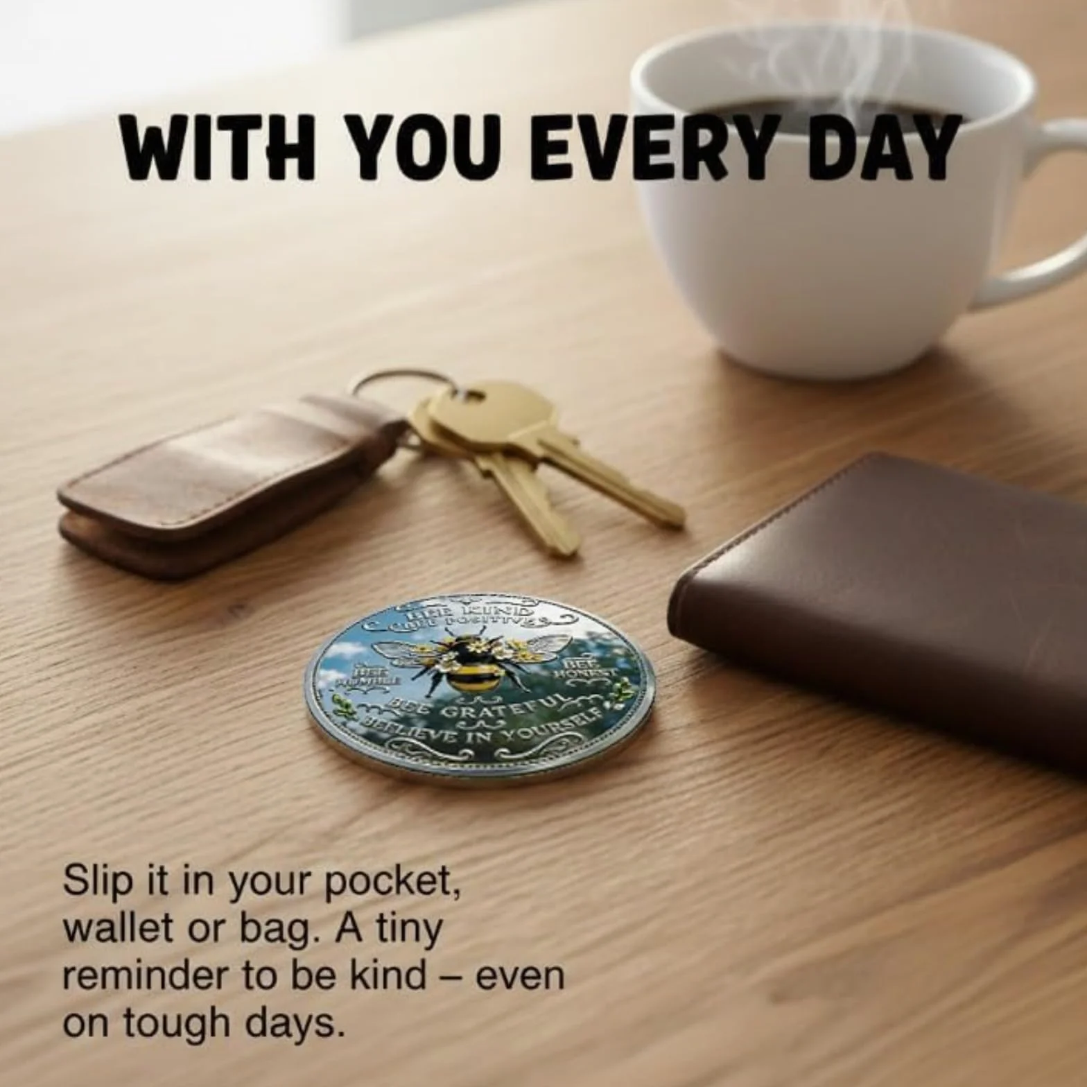 Moneda Conmemorativa de Positividad "Bee Kind" - Moneda del Desafío "Bee Kind", Ficha Motivacional de Doble Cara con Afirmaciones, Regalo Inspirador para Amigos y Familiares (#A6Pcs)