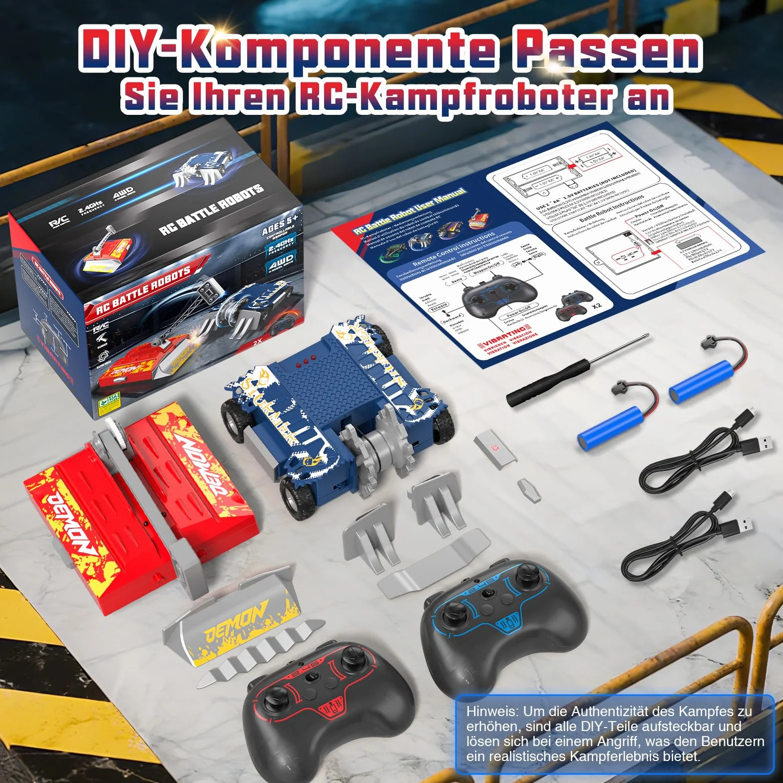 Sunrad BattleBots Arena MAX, juego de robot multijugador para niños, juguete de control remoto, para niños y niñas de 8 años