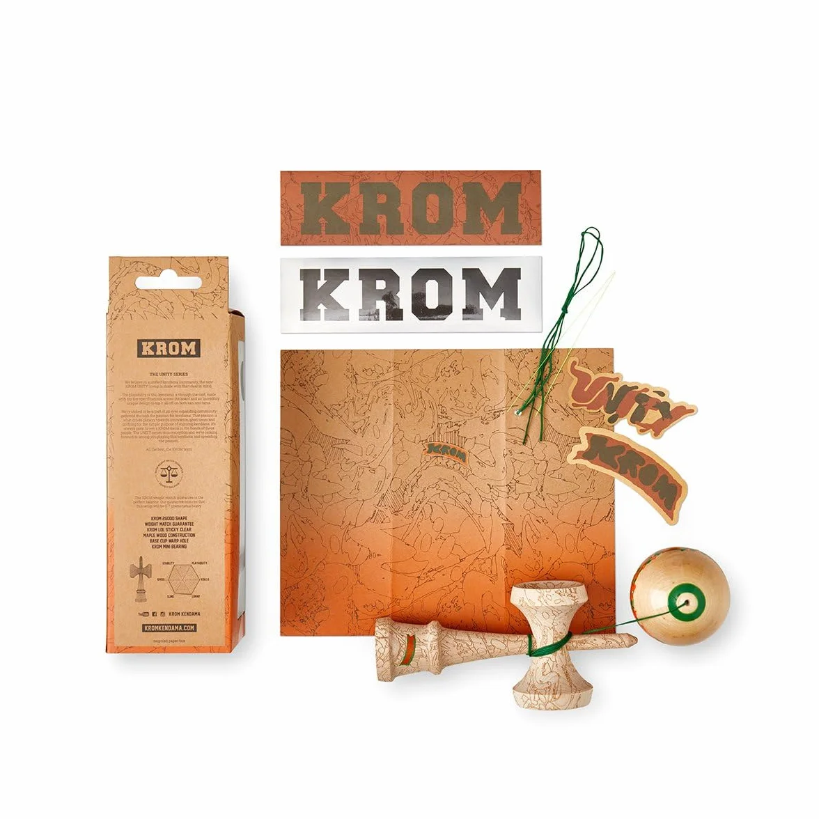 KROM Kendama Unity Equilibrium – de Madera de Arce para Principiantes y avanzados – Juego de Habilidad para Exteriores e Interiores – Juguete de Madera con Cuerda y Pelota – Kendama Skilltoy – Juego