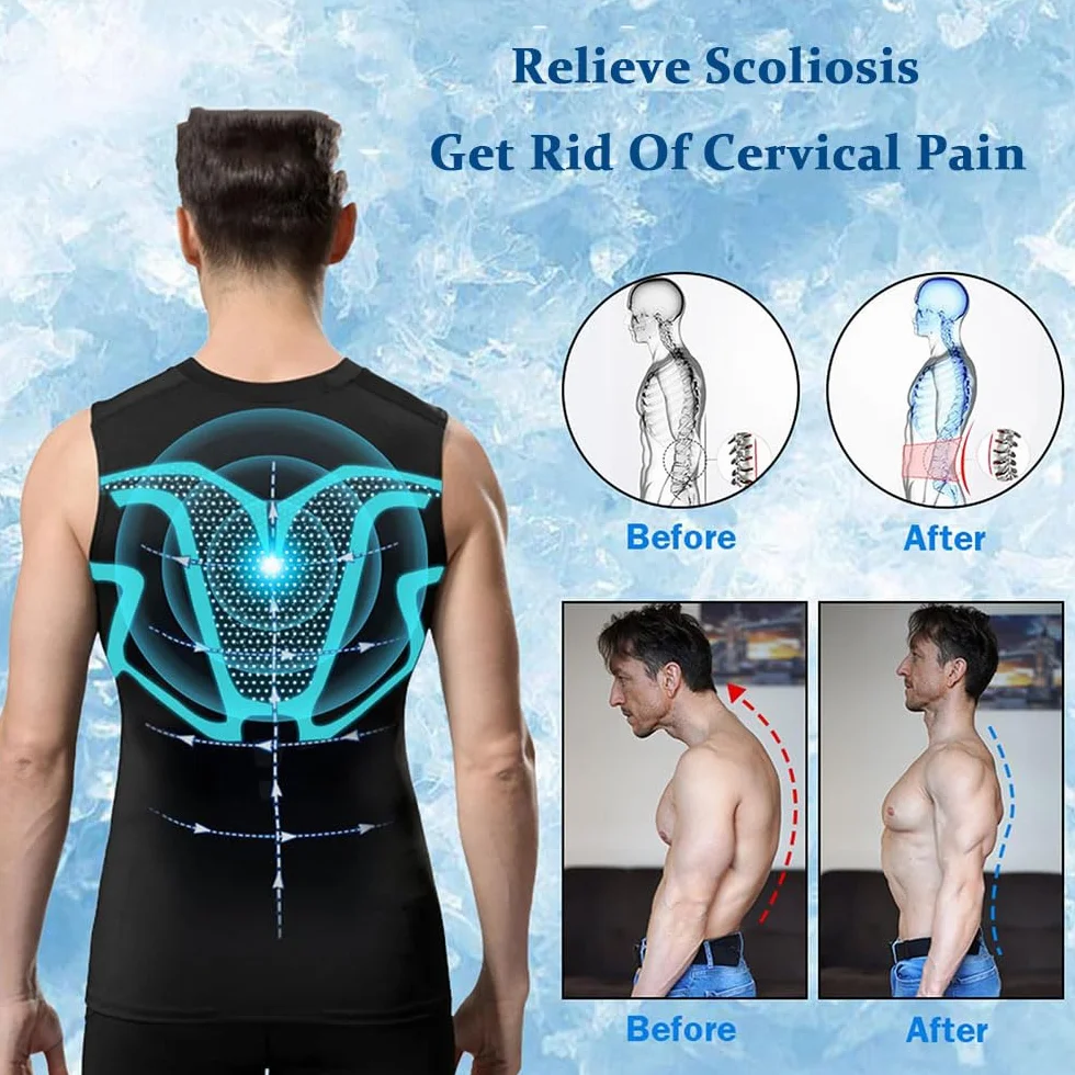 Shaper de Cuerpo de Iones para Hombre, Moldeador, Chaleco Adelgazante, Camisa Compresión Térmica, Sin Mangas, Negro L
