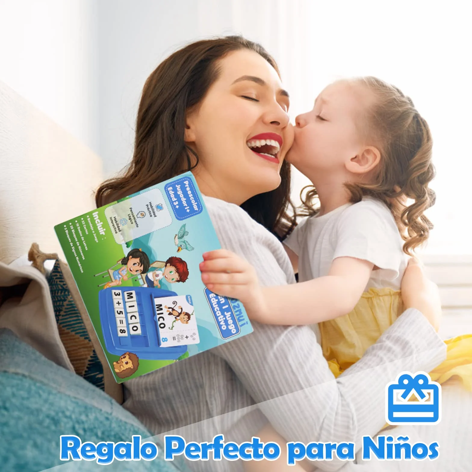 Joozmui Juguetes Niños 3 4 5 6 7 8 Años, Juegos Educativos Niños 3-10 Años Regalo Niña 3-11 Año Juegos para Niño Juguete Niña Aprender a Leer Juguete Montessori Scrabble Español