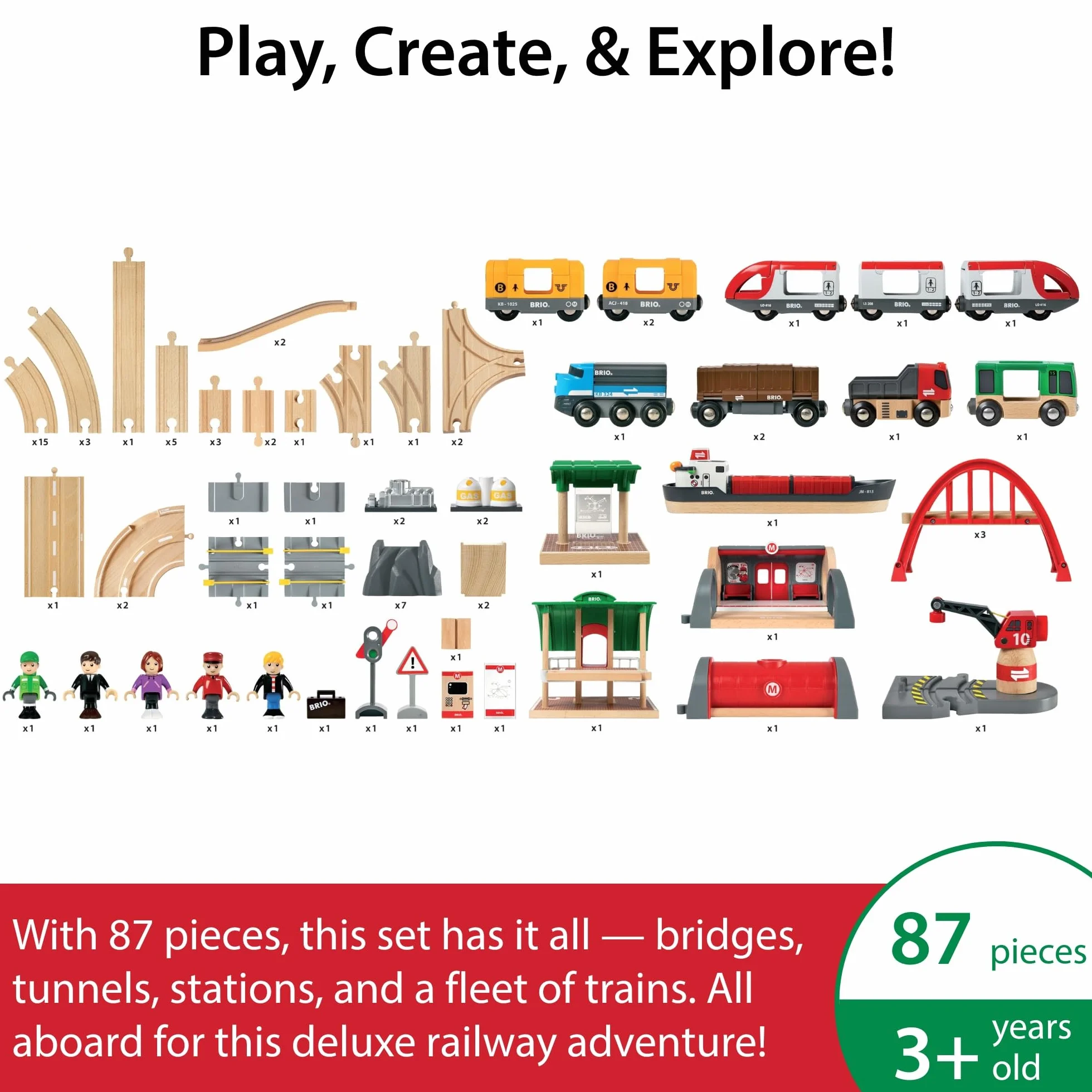 BRIO World Set Ferrocarril Deluxe Tren Juguete Madera Construcción Juguetes Niños 3 Años Juegos Educativos