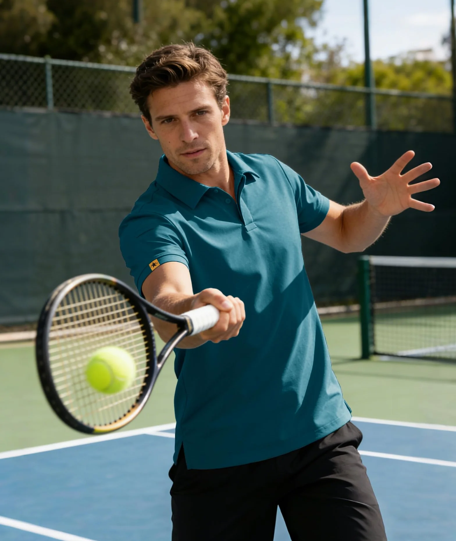 Jacketown Polo Manga Corta para Hombre Secado Rápido Transpirable Tenis Golf Camisa Deportiva