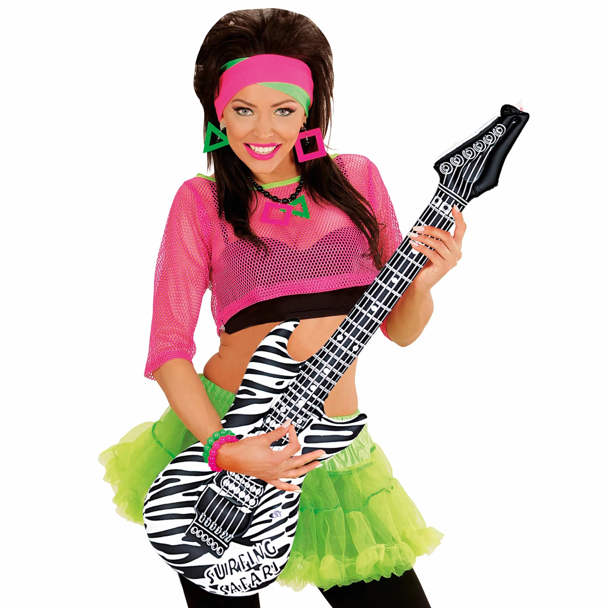 W WIDMANN MILANO Party Fashion - Guitarra hinchable, accesorio de disfraz con correa, guitarra de aire, instrumento para Carnaval