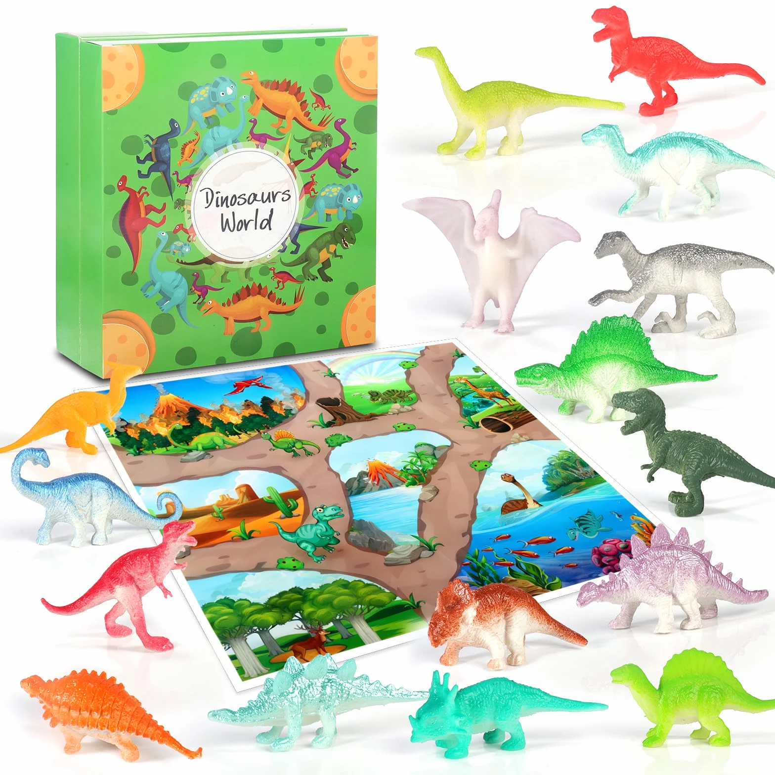 OKYUK Calendario de Adviento, Calendario Adviento de Dinosaurios para Niños con 16 Dinosaurios Únicos, Calendario Juguetes para Niños de 3 Años en Adelante