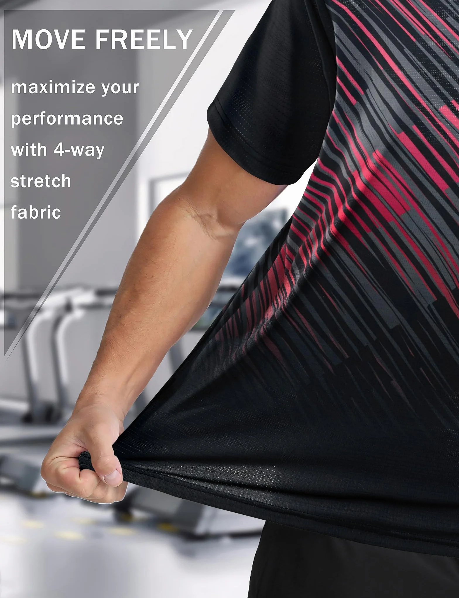 APTRO Camiseta Deportiva Hombre Manga Corta Diseño Degradado Tejido Elástico Transpirable
