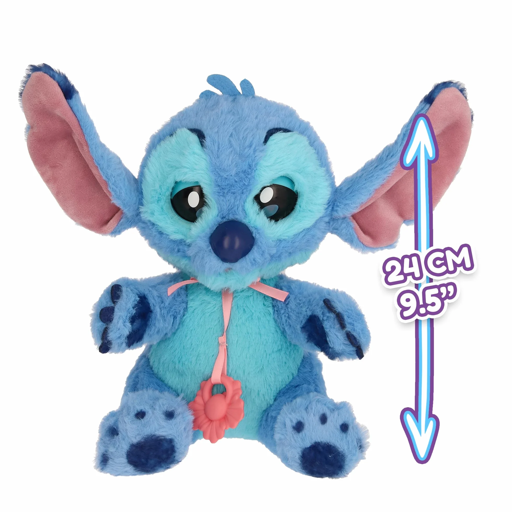 Baby Paws Stitch, Peluche Interactivo, con Sonidos Que Abre y Cierra los Ojos e Incluye una Bolsa para Llevarlo Contigo, Juguete Regalo para Niños y Niñas de 3 Años o Más