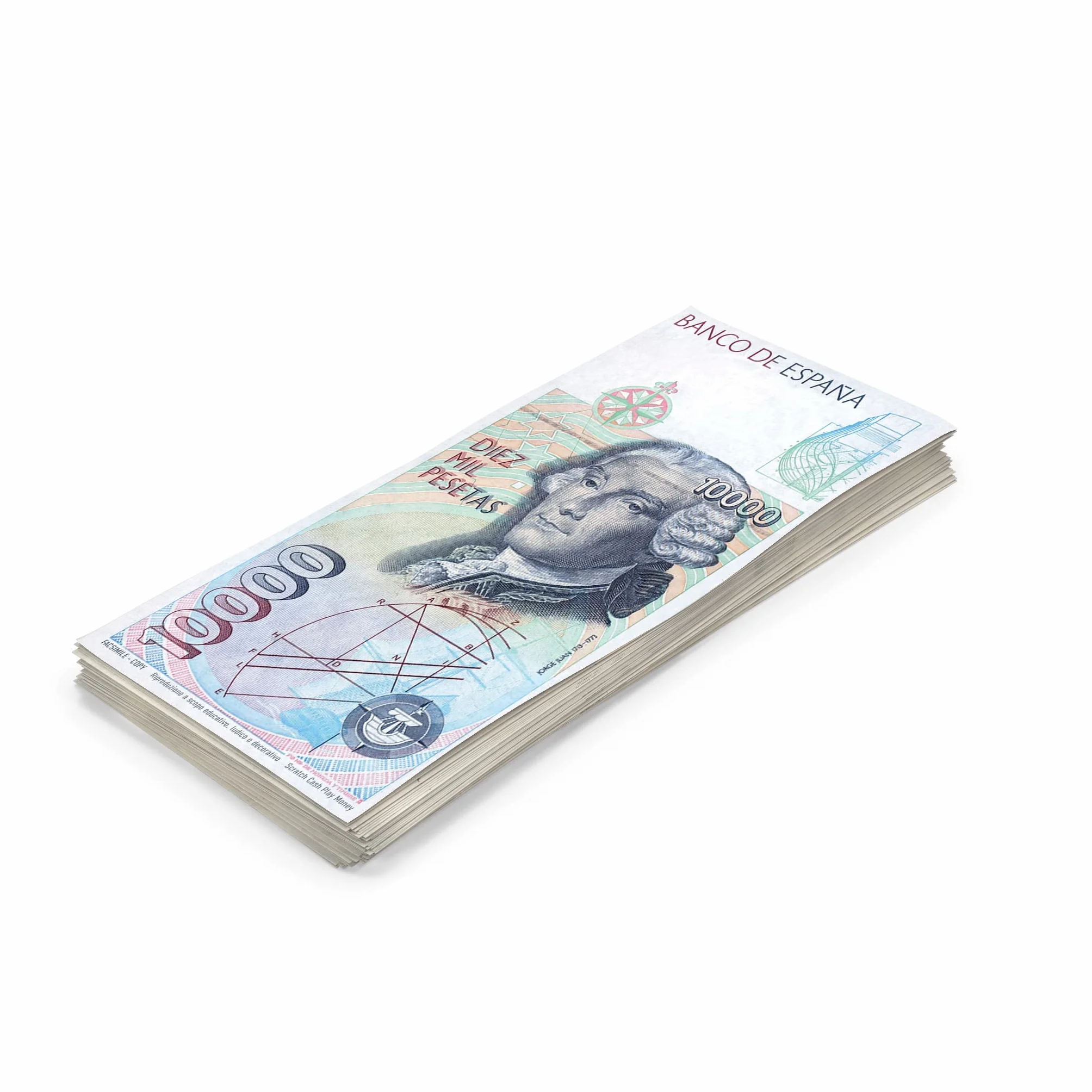 Scratch Cash Pesetas 100 x 10.000 Dinero para Jugar (Tamaño real)
