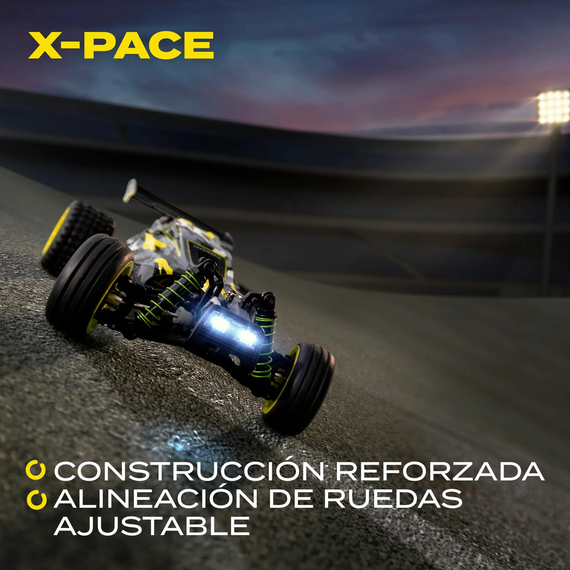 Overmax X-Pace RC Plane 4x4 Speed Tracción 45kmh Alcance 100 Metros Suspensión de Resorte Independiente Luces LED Big Car Conducir sin Cargar: 30 Minutos