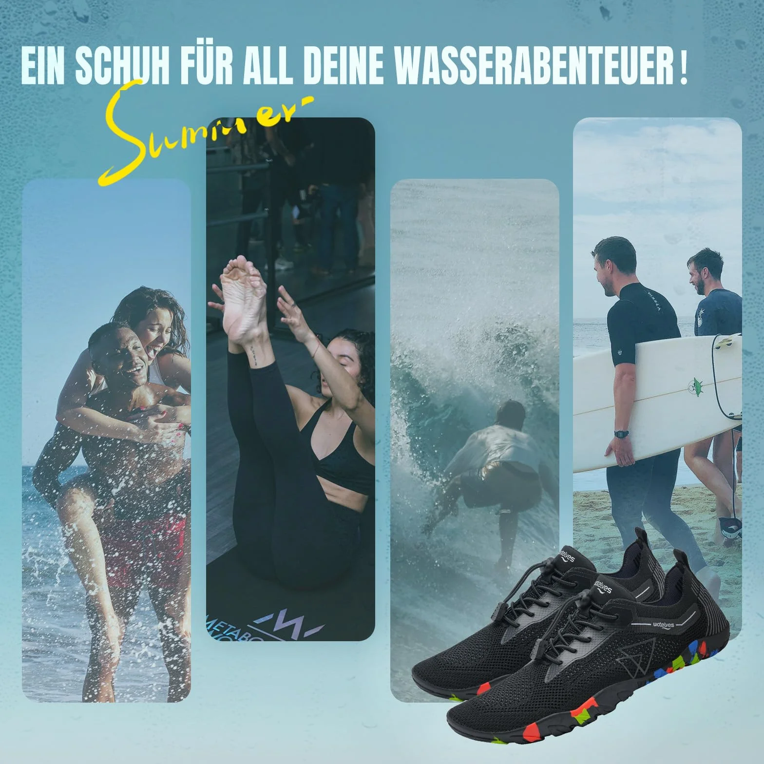 WateLves Zapatos de Agua Secado Rápido Antideslizante Playa Buceo Surf Deportes Acuáticos Senderismo Yoga Tallas 36-48