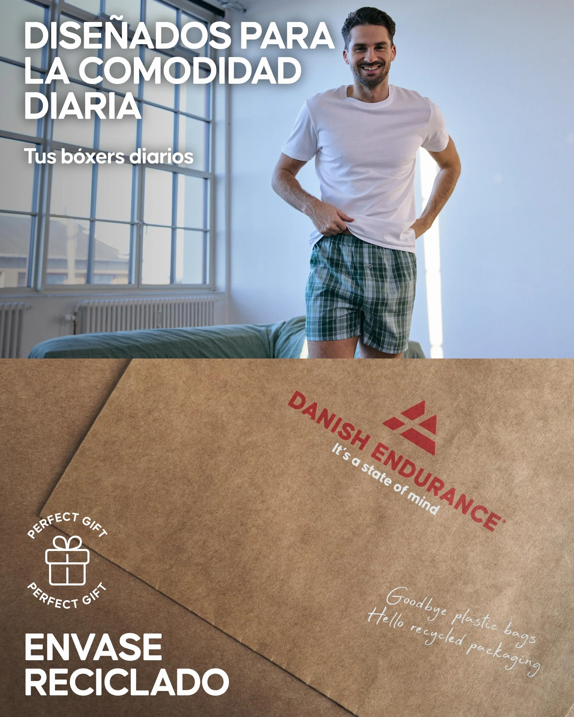 DANISH ENDURANCE Calzoncillos Hombre Boxer Tela Algodon Organico Pack