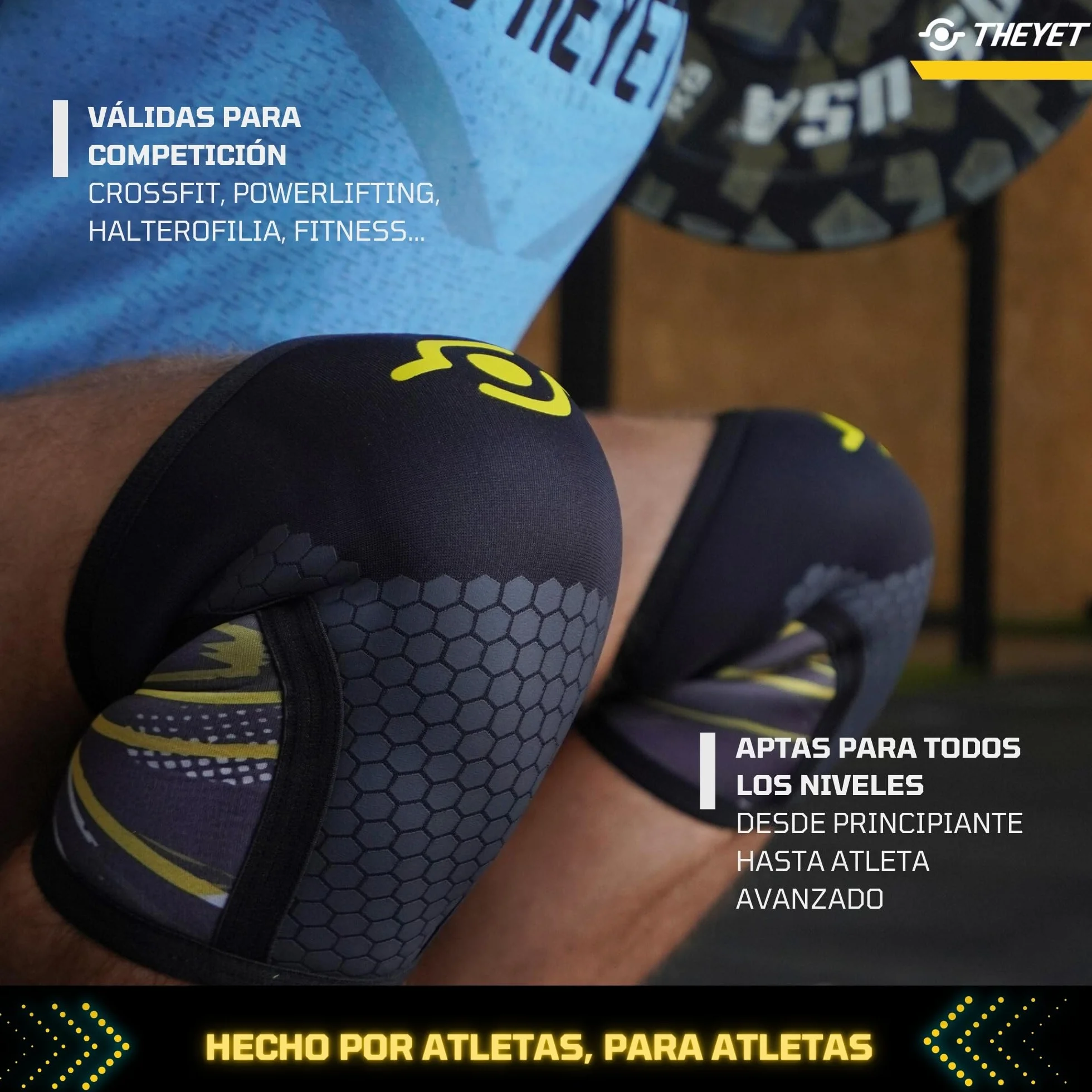 Theyet Rodilleras CrossFit Neopreno 7mm Pack 2 Soporte Ajustable Mujer Hombre Gimnasio Powerlifting