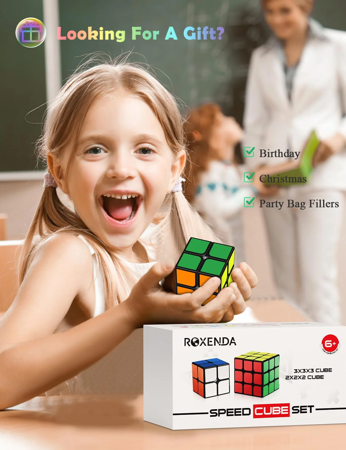ROXENDA Speed Cube Set, Cubos de Velocidad 2X2 3X3 Speed Cube Originale Cubo Mágico con Instrucción
