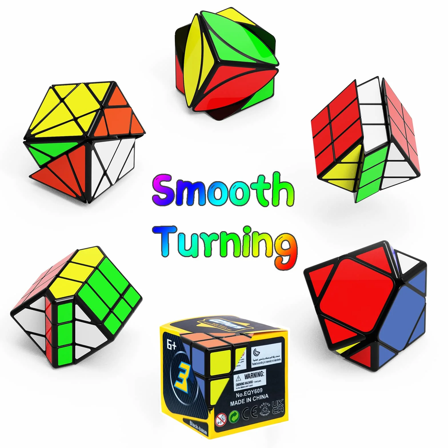 ROXENDA Cubos de Velocidad, [Paquete de 6] Speed Cube Set - Skew Axis Windmill Fisher Ivy 3x3x3 Speed Cube Smooth Magic Cubes Colección de Rompecabezas