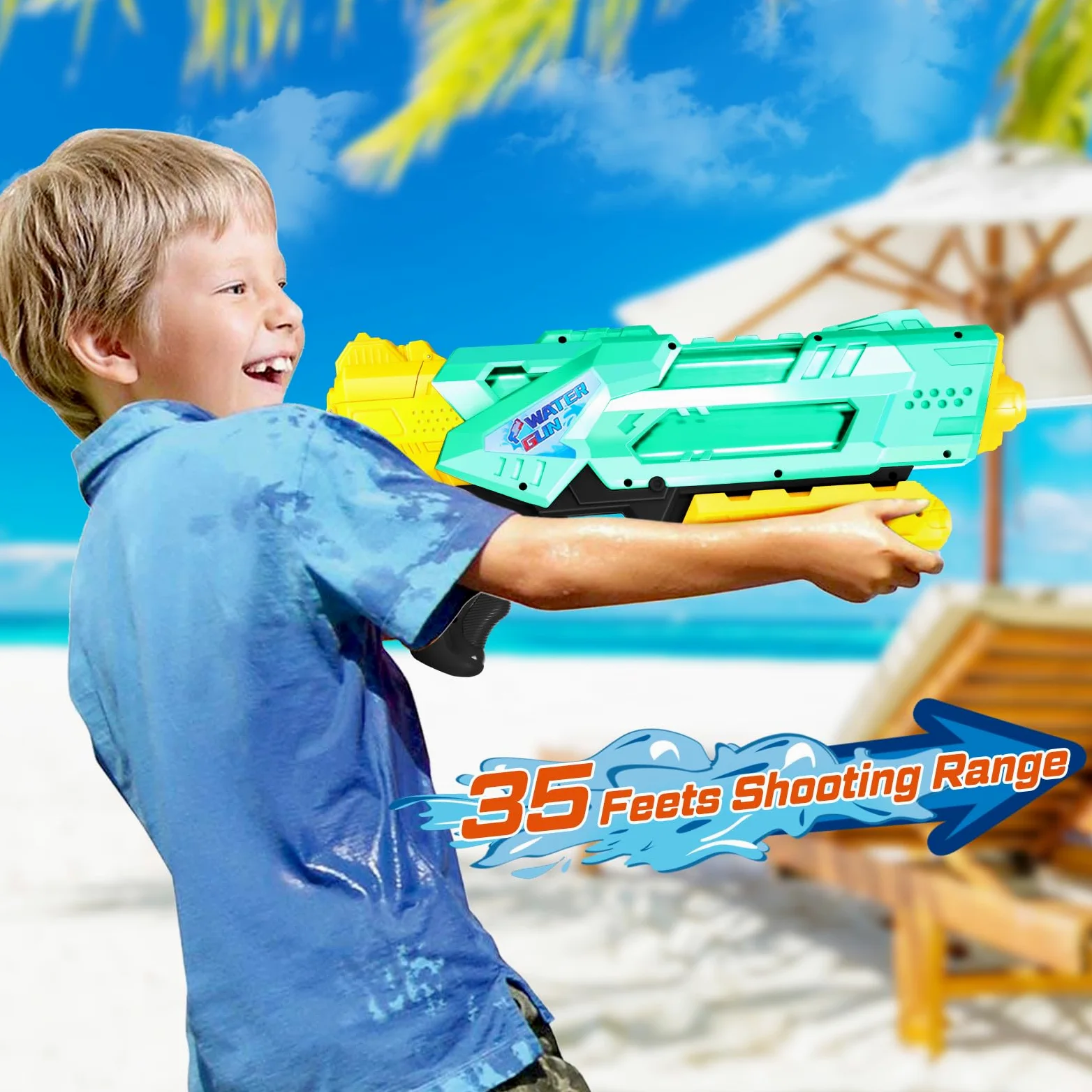 Quanquer 1200 ml super pistola de agua para adultos y niños – Paquete de 2 pistolas de agua con alcance de 10 m – Idea de regalo para batallas de agua veraniegas en el jardín, la piscina y el jardín