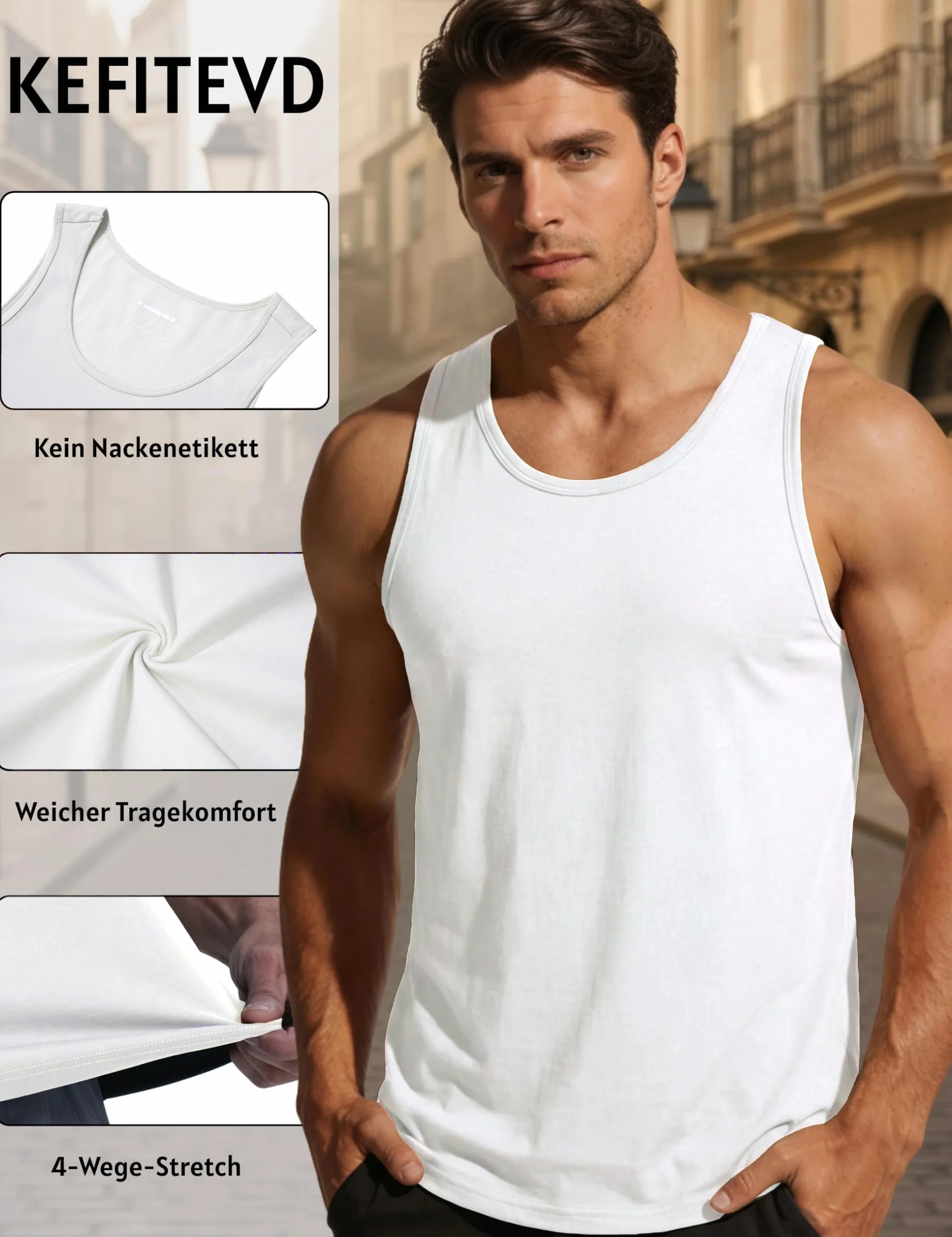 Camiseta de tirantes para hombre de algodón sin mangas deportiva fitness gimnasio