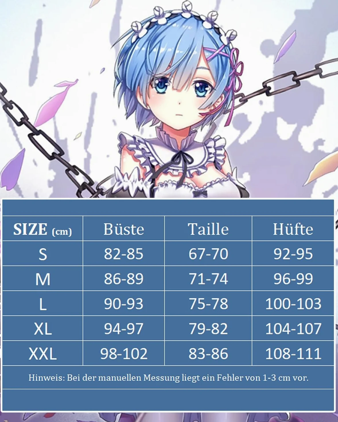 Fiamll Anime Ram Rem Cosplay Disfraz Emilia Outfit Re Life In A Different World From Zero Maid Vestido Uniforme Completo Set Carnaval Dress Up Traje con Peluca para Mujeres Niñas