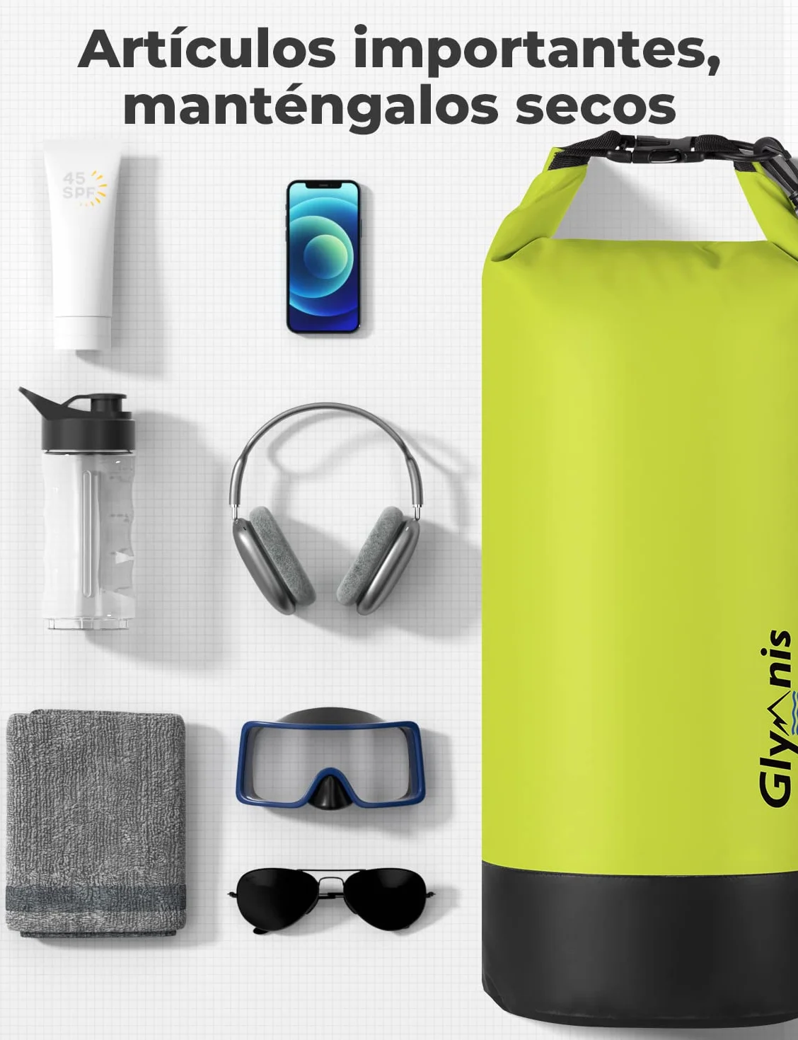 Glymnis Bolsa Impermeable 5 L 10 L 20 L para Rafting Kayak Playa Senderismo