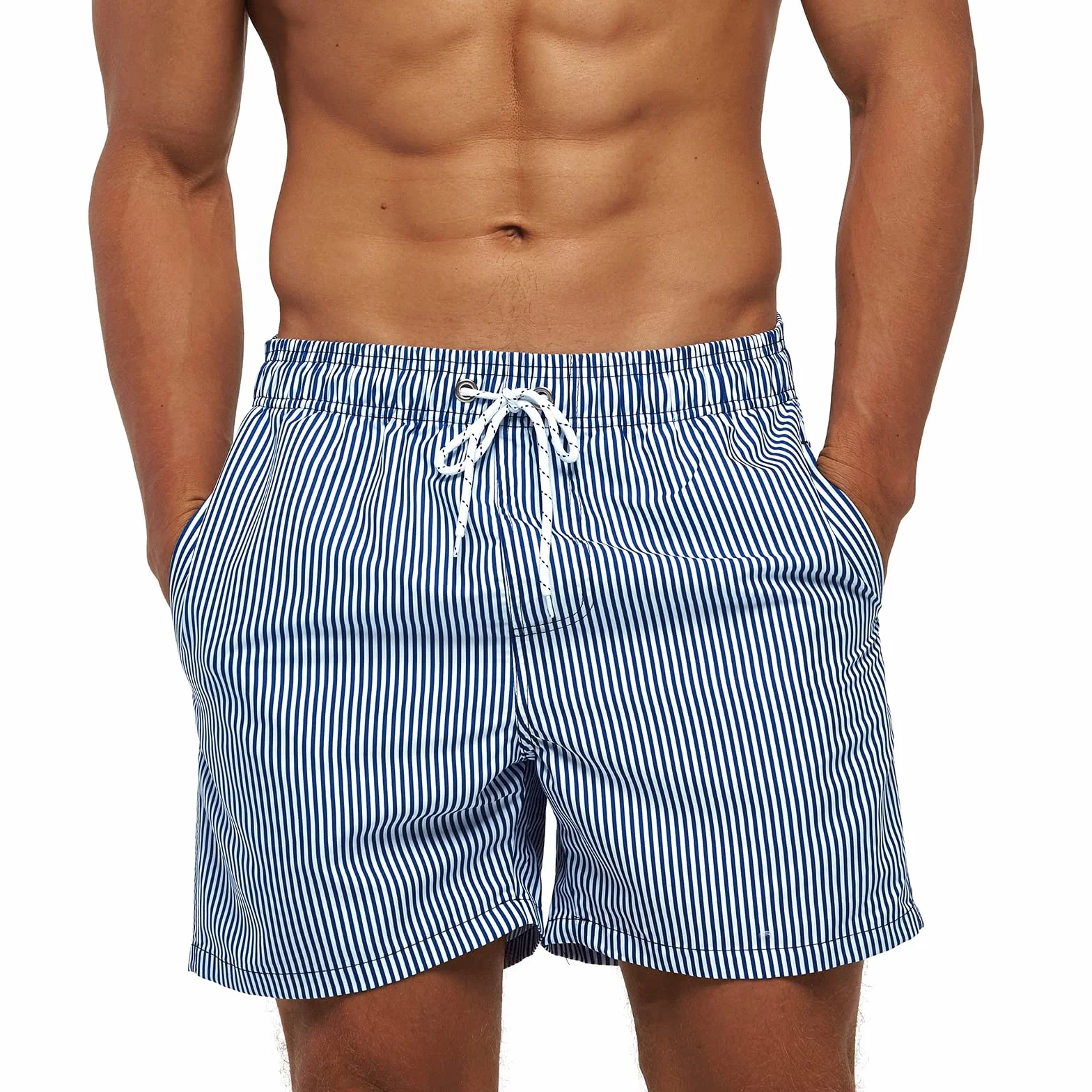 Bañador Hombre Natacion Transpirable Secado Rápido 3 Bolsillos Forro Malla Cordón Ajustable