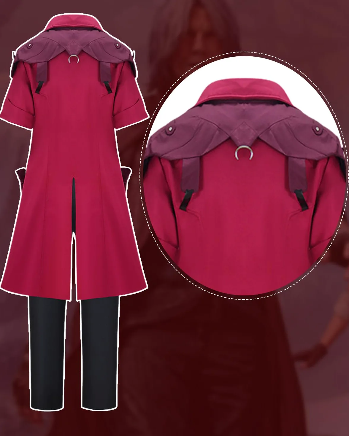 CR ROLECOS Dante Cosplay Disfraz de Diablo Rojo Abrigo Trenchcoat Chaqueta Larga Anime Cosplay Completo Set Halloween Carnaval