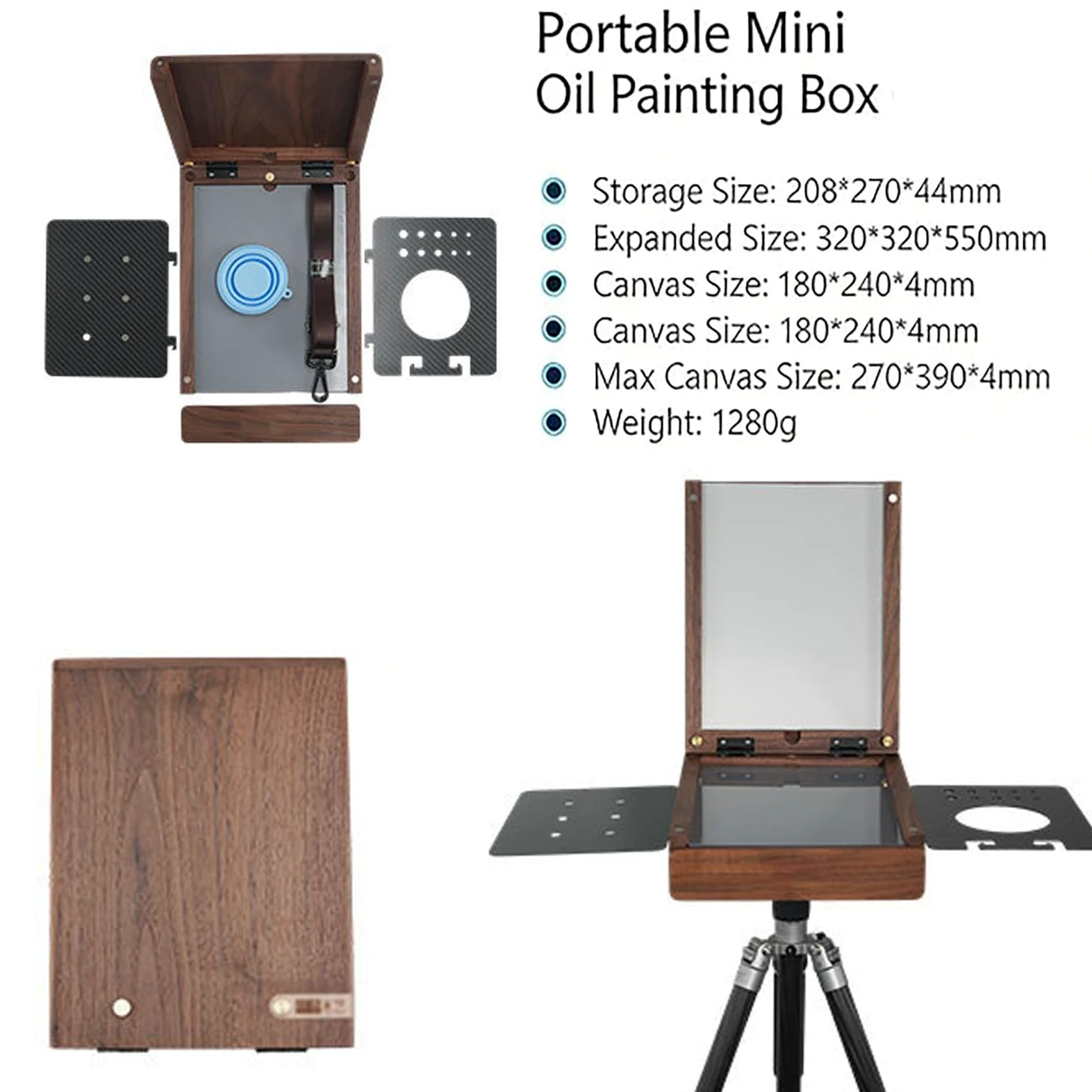 Caballete plegable Plein Air, caballete de mesa de instalación rápida con compartimento de almacenamiento, ideal para pintura al óleo y bocetos en acuarela para artistas y estudiantes de arte