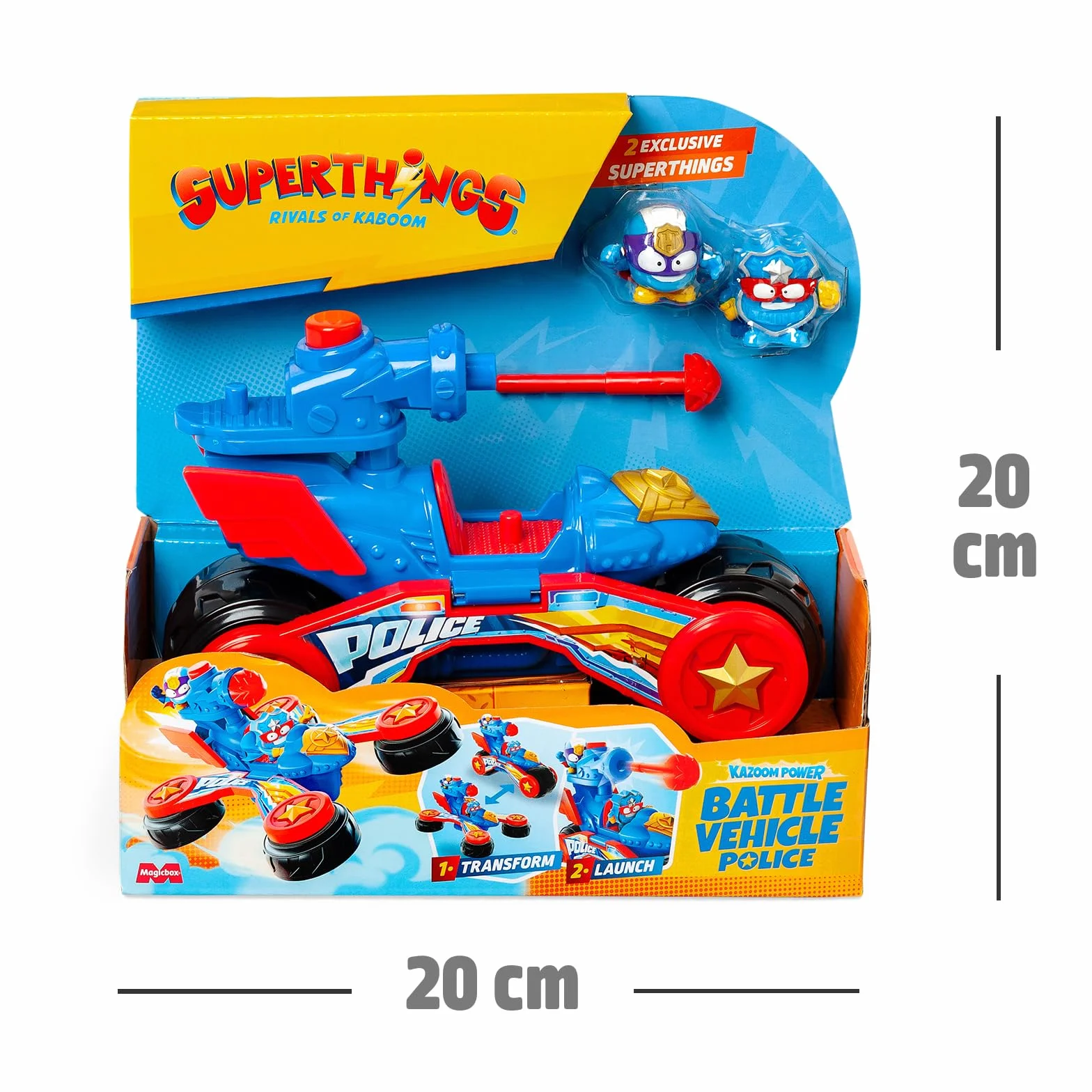 SUPERTHINGS KAZOOM POWE Battle Vehicle Police Vehículo de batalla policía Serie de TV Superthings Kazoom Power 1 Vehículo 2 Figuras Exclusivas 1 Proyectil