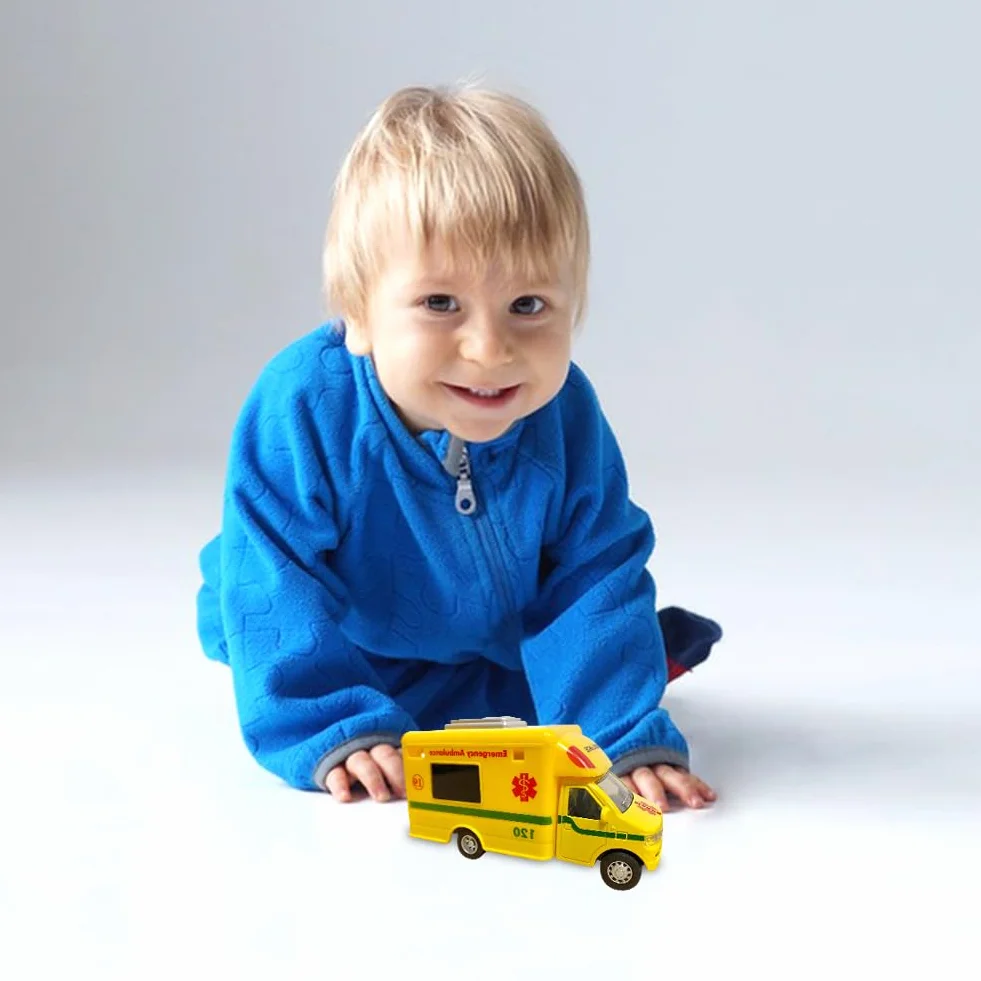 Juguete de Ambulancia de Emergencia, Educativos Metálico Mini Coches de Juguete, Regalo para Niños y Niñas Coche de Juguete para Niños a Partir de 3 Años 12.8 X 5.5 X 6.8 cm