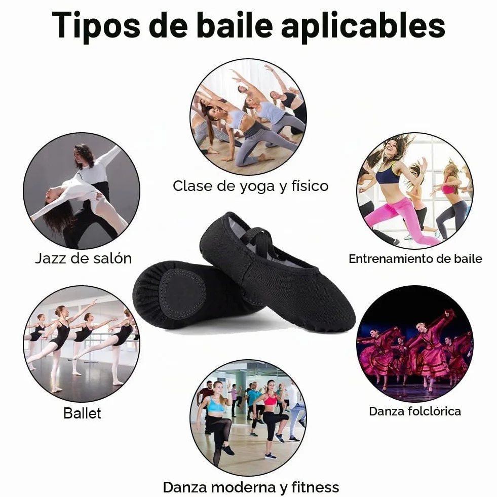 Flintronic Zapatillas de Ballet Suela Partida Cuero, Transpirable Zapatos de Danza para Niña y Mujer