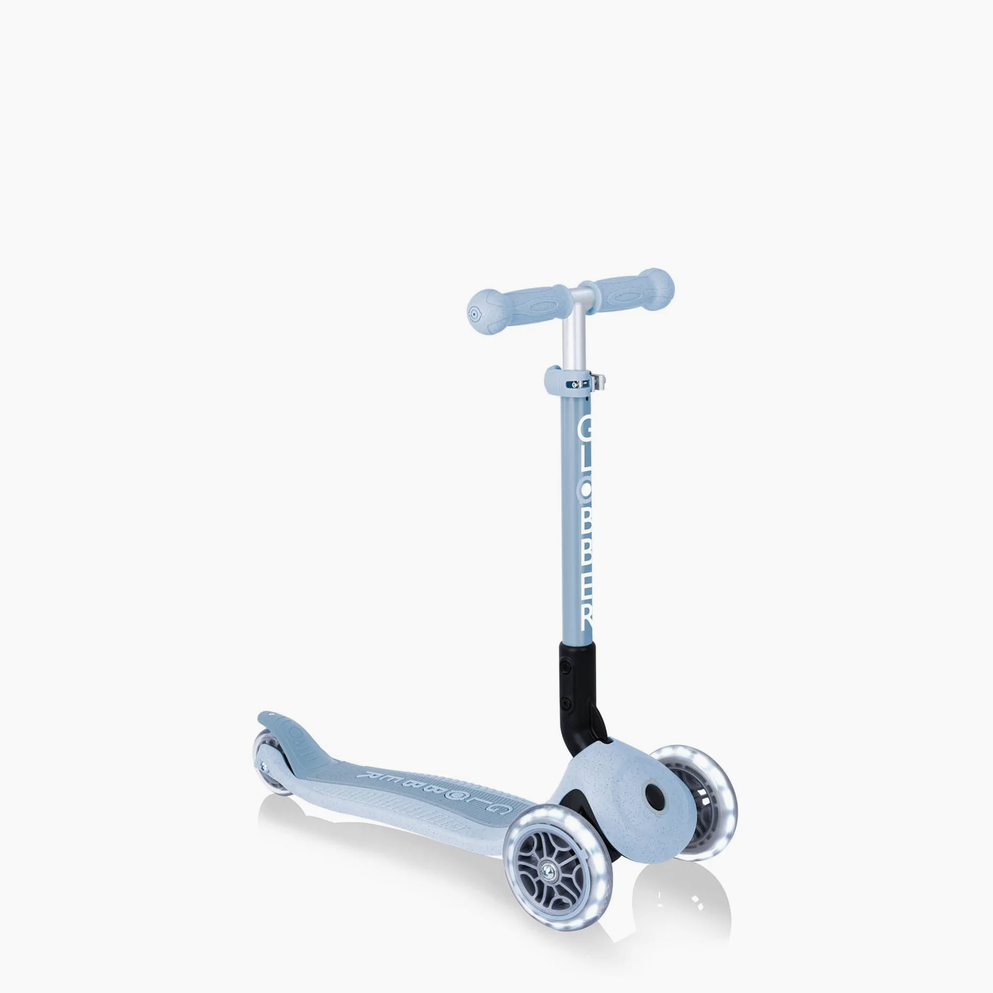 Globber Junior Foldable ecologic - Kids 3 Wheel Scooter For Ages 2+ - Folding with Adjustable Handles - Light Up Wheels - 2 Year Warranty