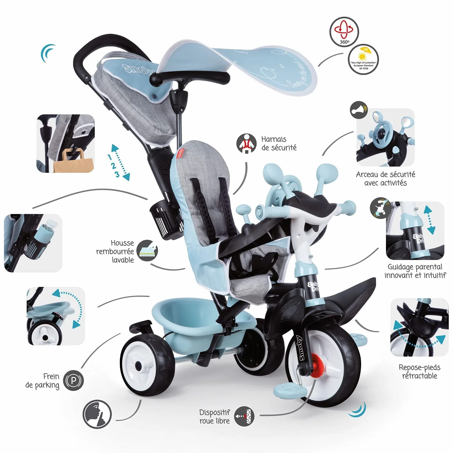 Smoby Triciclo Baby Driver Confort Azul (741500)