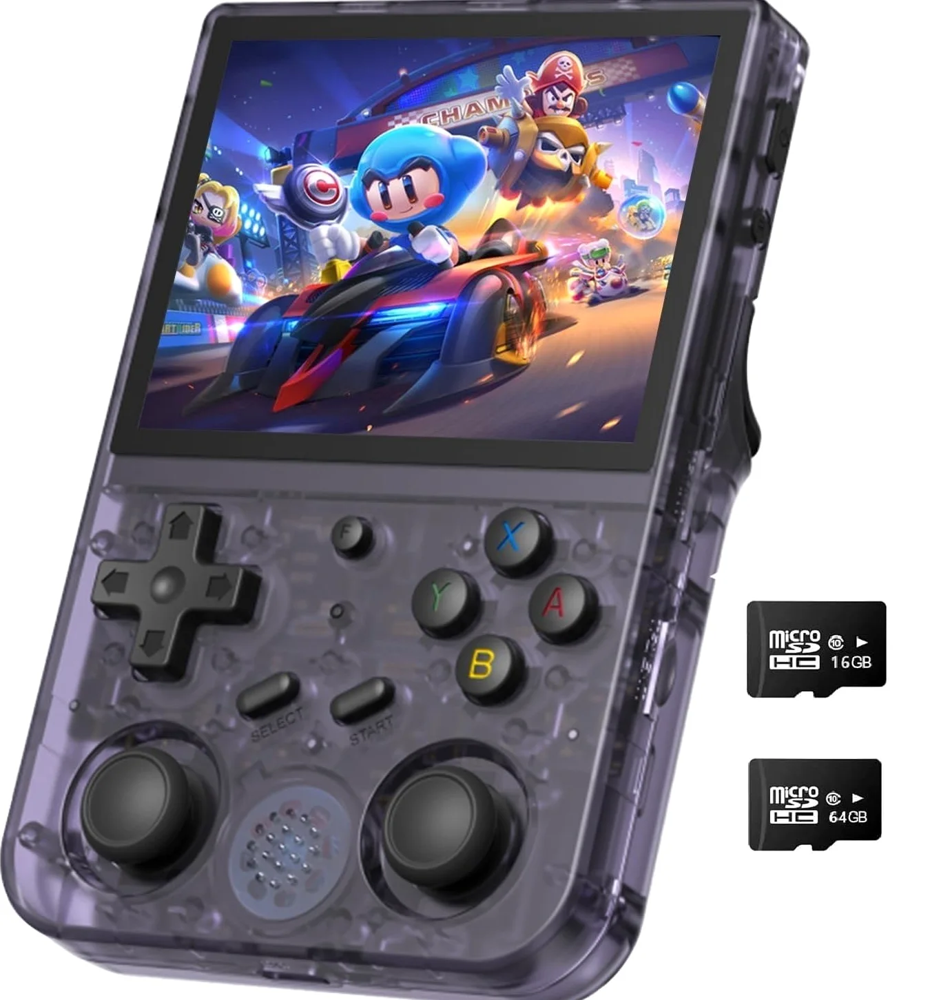 Consola de Juegos portátil RG353V, Sistema operativo Dual Android 11 y Linux Compatible con 5G WiFi 4.2 Bluetooth Moonlight Streaming Salida HDMI Integrada Tarjeta SD 64G 4452 Juegos (Morado