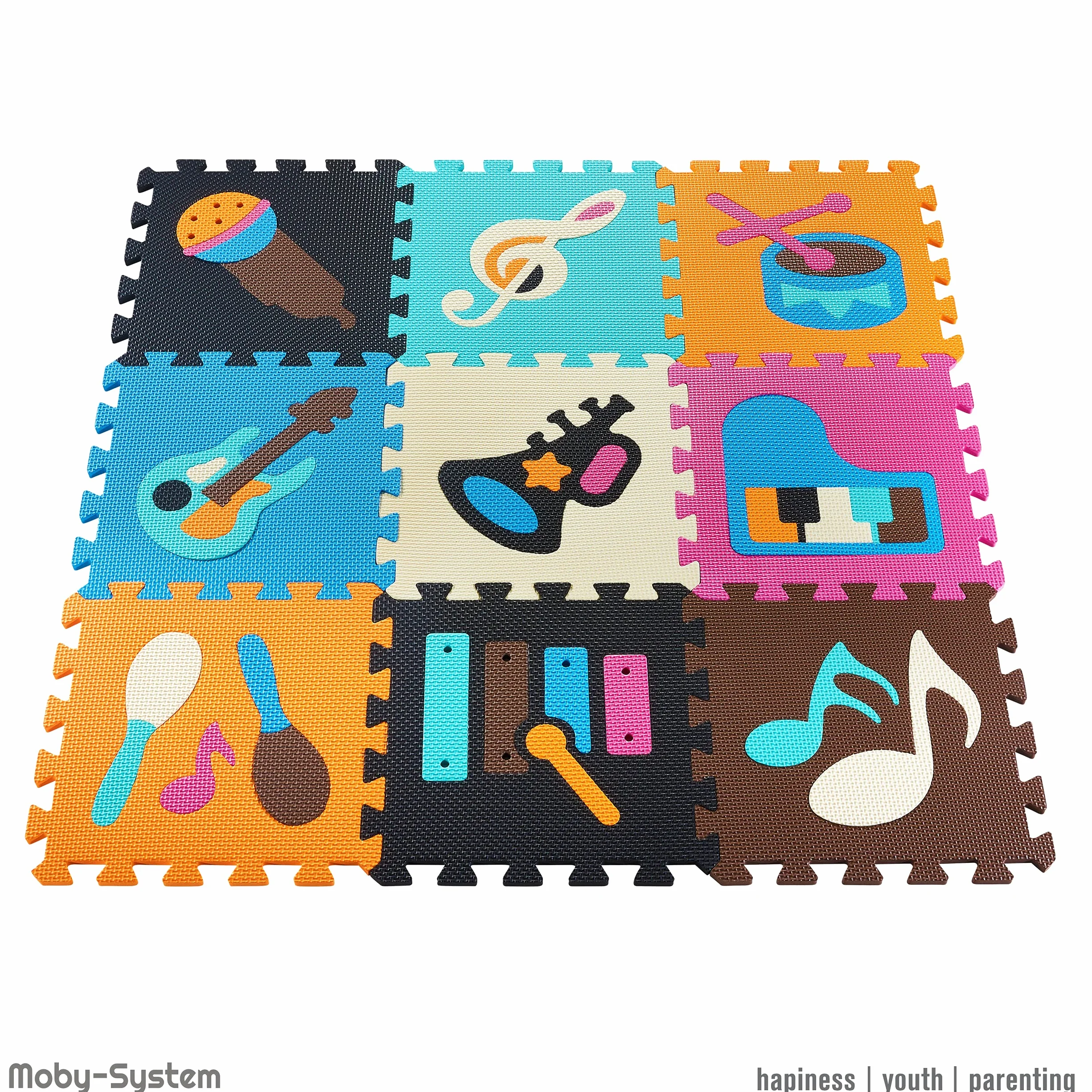 Moby-System Alfombra con rompecabezas para bebés, 90 cm x 90 cm x 1 cm, alfombra de juego, inodora, grande, para niños y niñas, sin sustancias nocivas